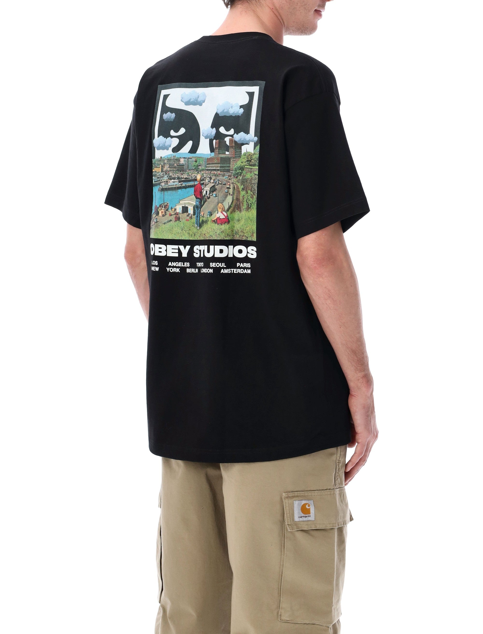 Obey Sky Face cotton tee Black Tshirt