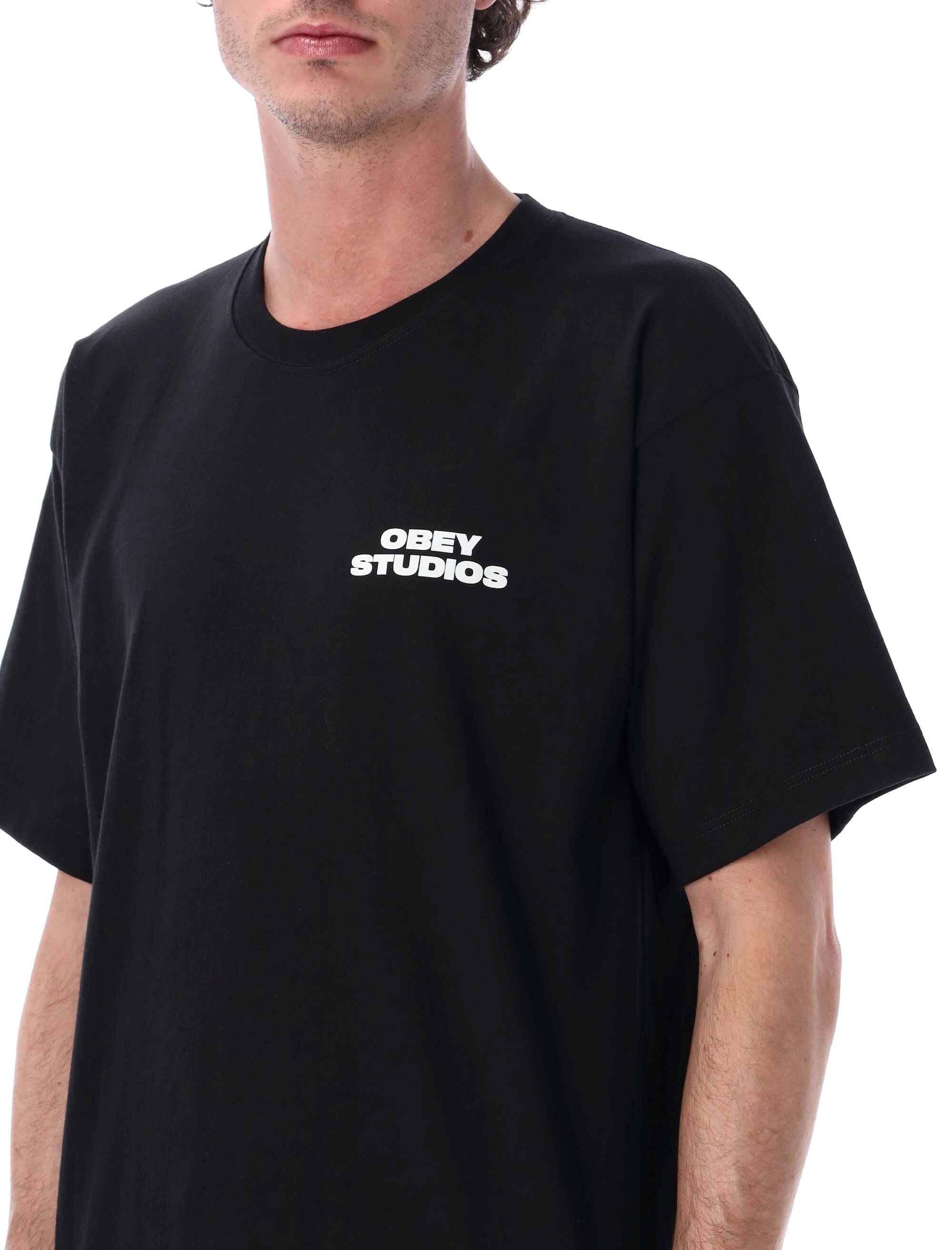 Obey Sky Face cotton tee Black Tshirt