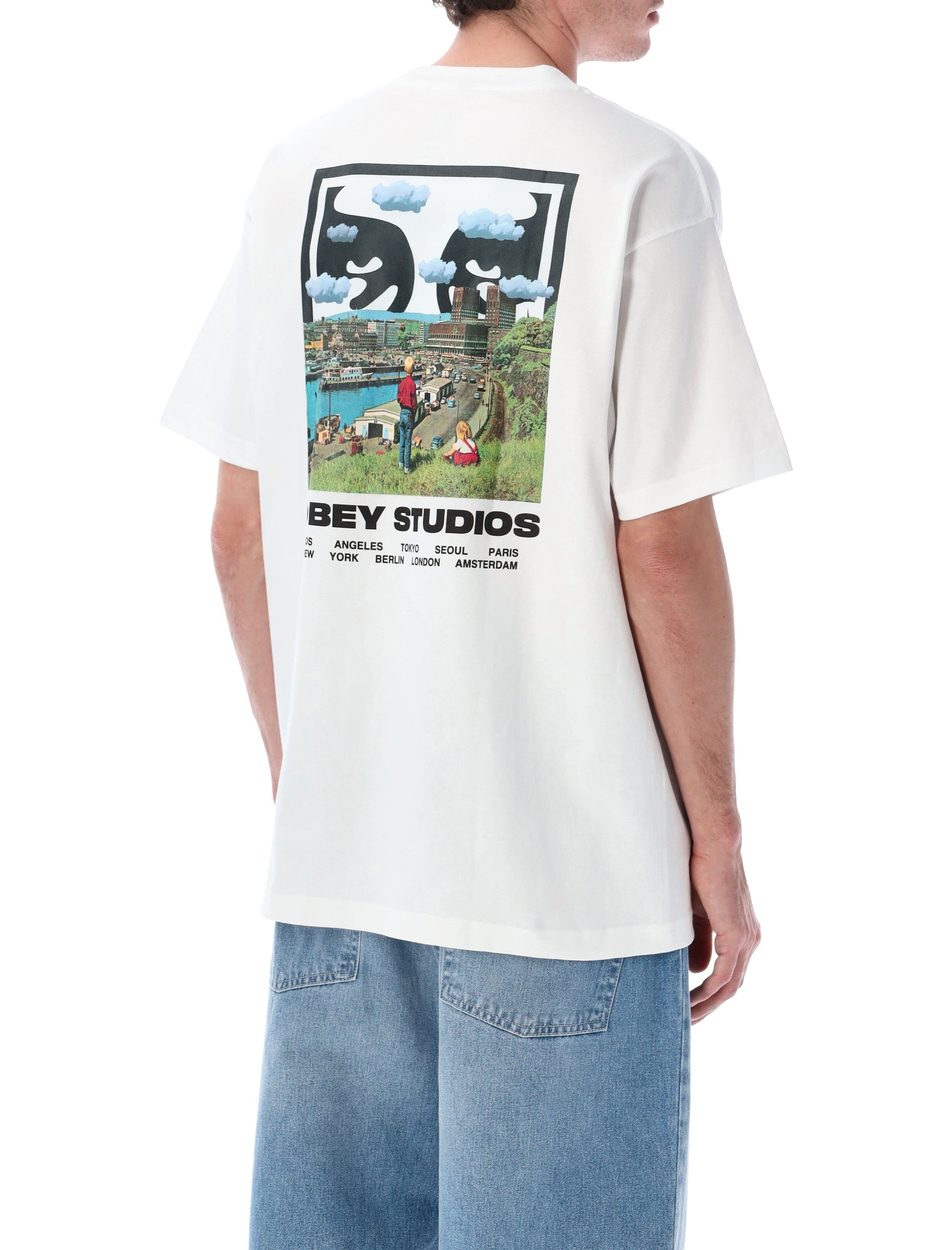 Obey Sky Face cotton tee White Tshirt