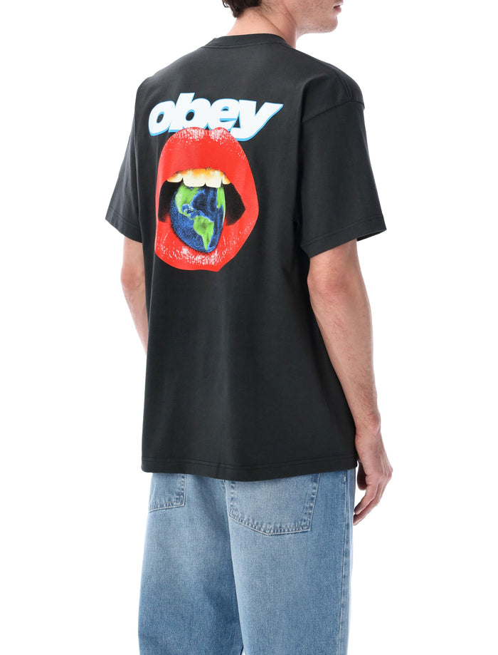 Obey Lips graphic cotton t-shirt Vintage Black Tshirt