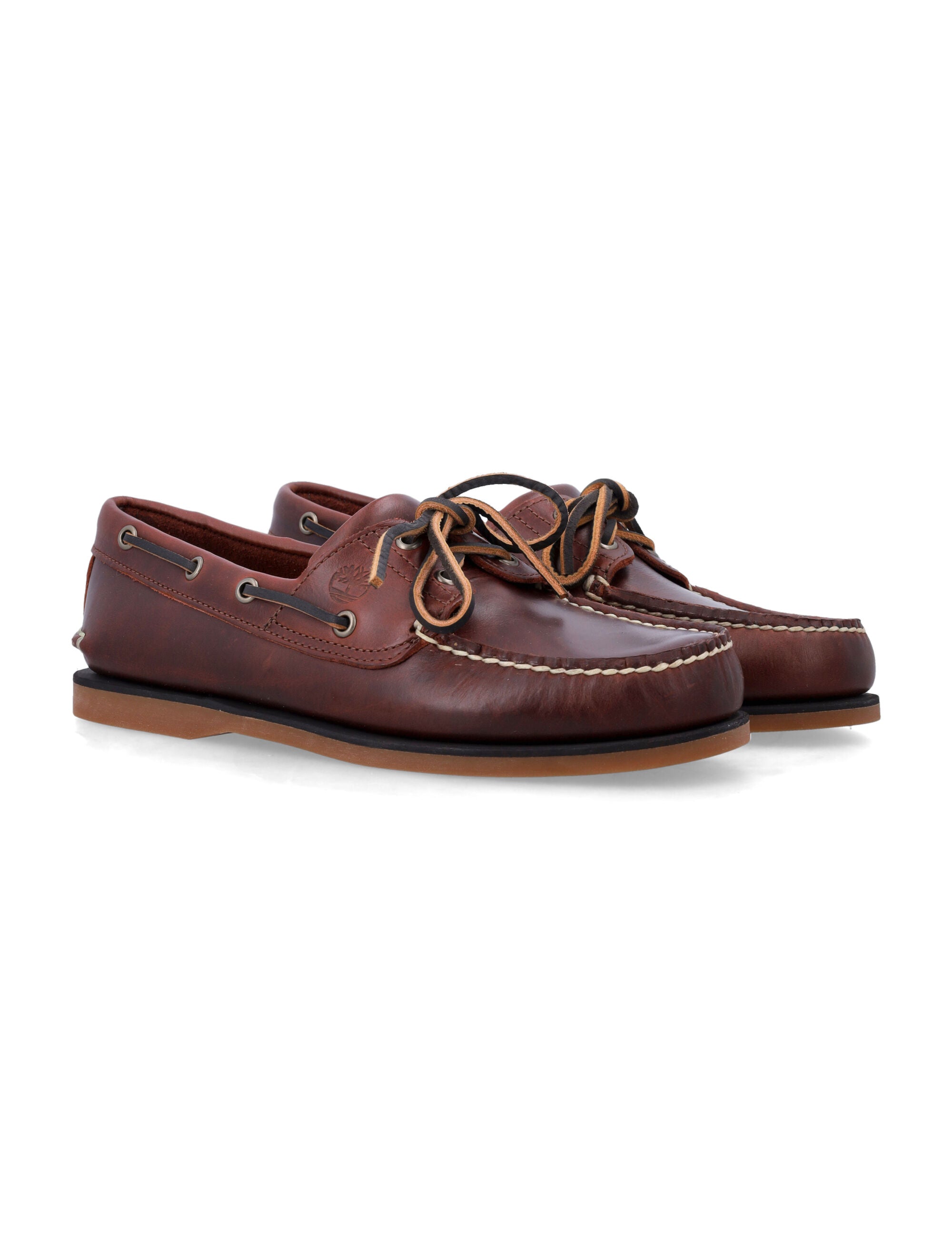 Timberland 2-Eye Boat Shoes Brown Leather Sole Loafers