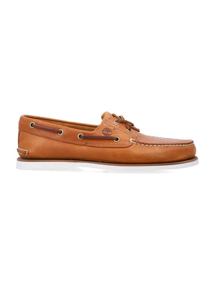 Timberland classic 2-Eye mens brown Boat shoe Leather Sole Loafers