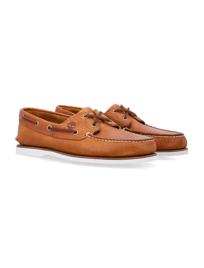Timberland classic 2-Eye mens brown Boat shoe Leather Sole Loafers