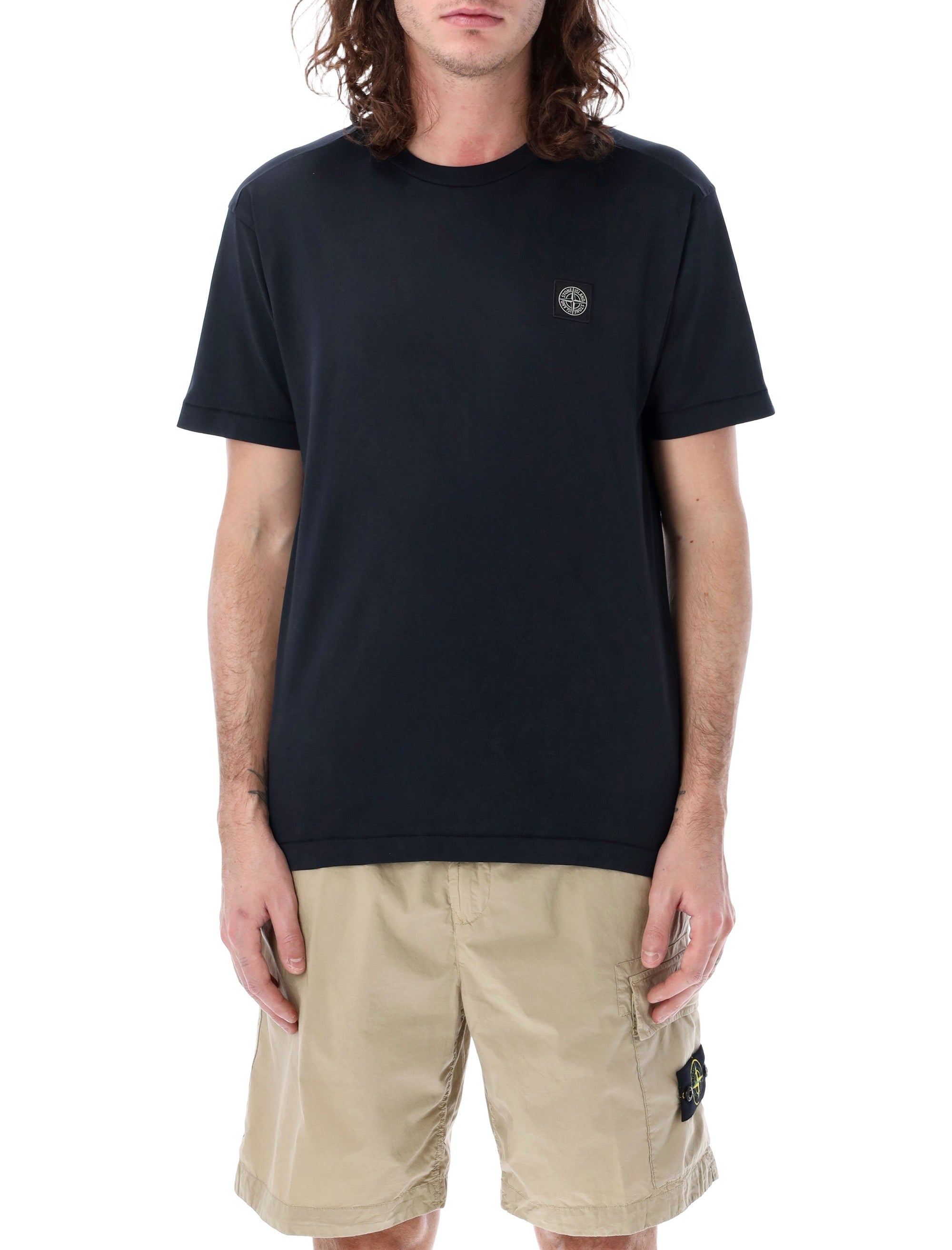 Stone Island cotton jersey t-shirt with Compass patch Navy Tshirt