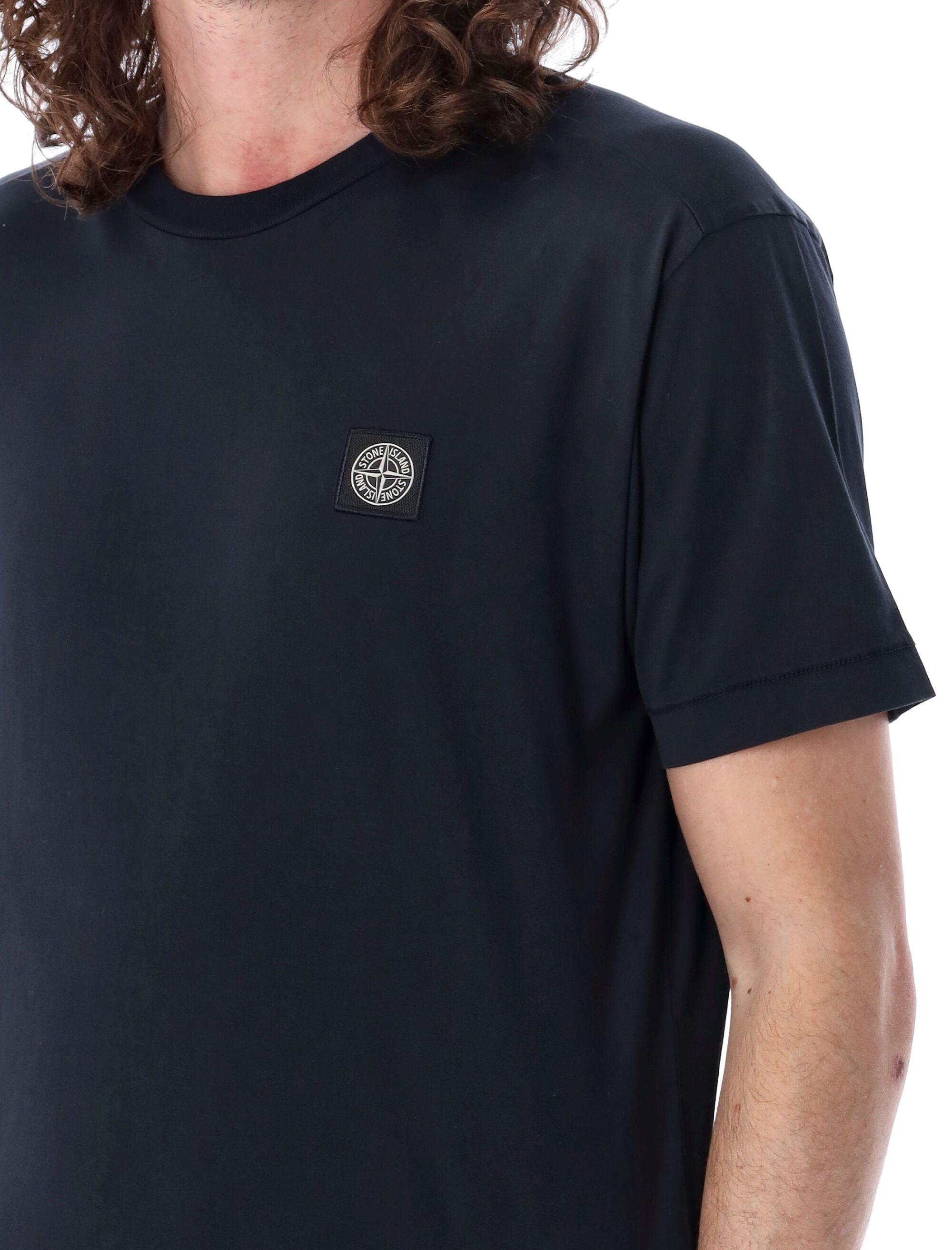 Stone Island cotton jersey t-shirt with Compass patch Navy Tshirt