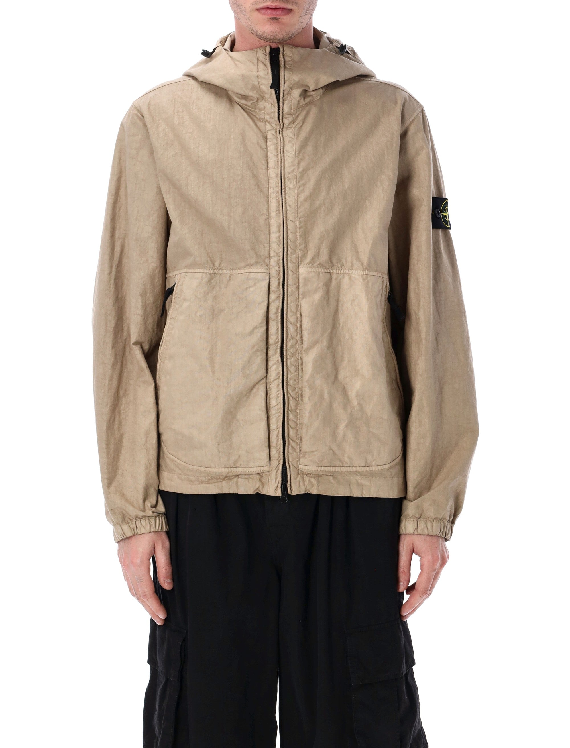 Stone Island Panama nylon hooded jacket Desert Polyamide