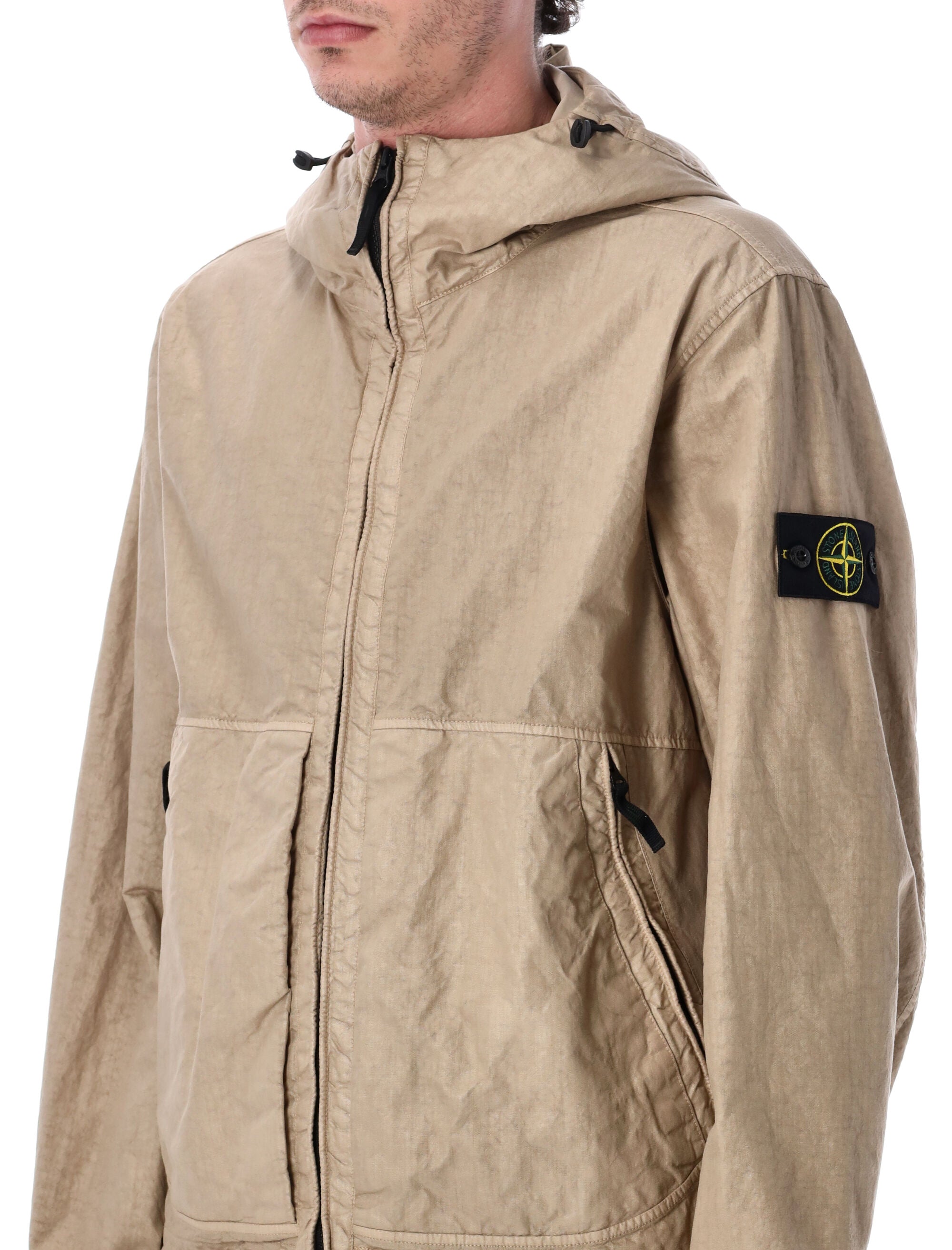 Stone Island Panama nylon hooded jacket Desert Polyamide