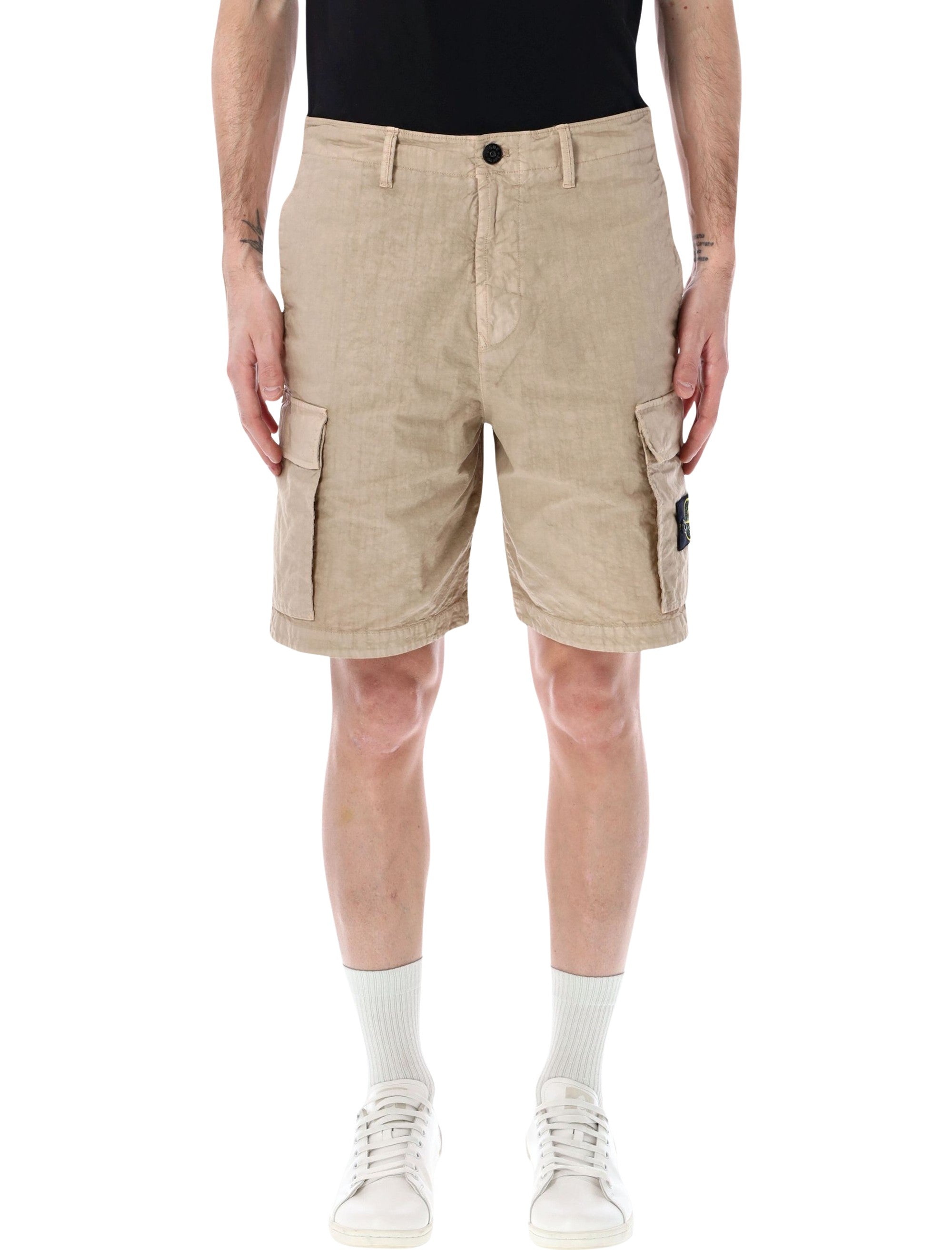 Stone Island Panama nylon Cargo shorts Desert Polyamide