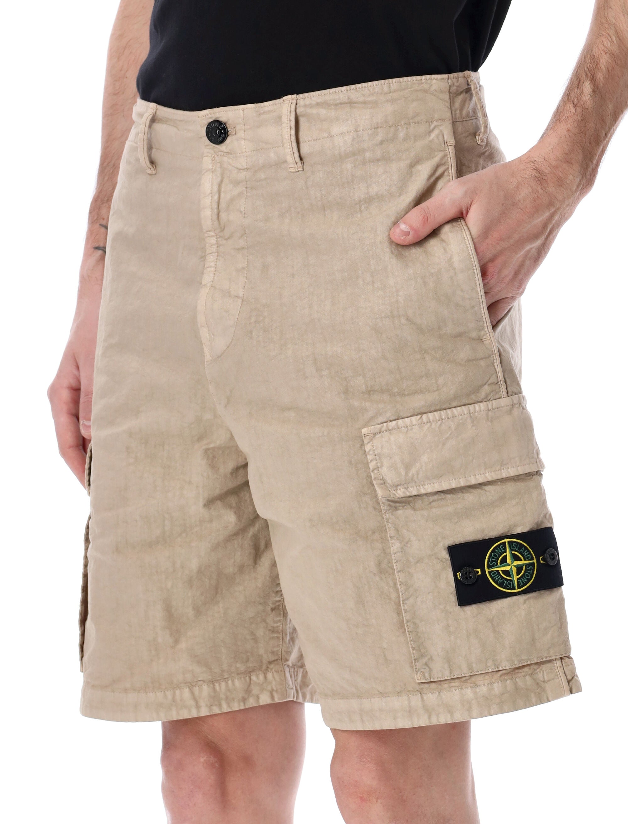 Stone Island Panama nylon Cargo shorts Desert Polyamide
