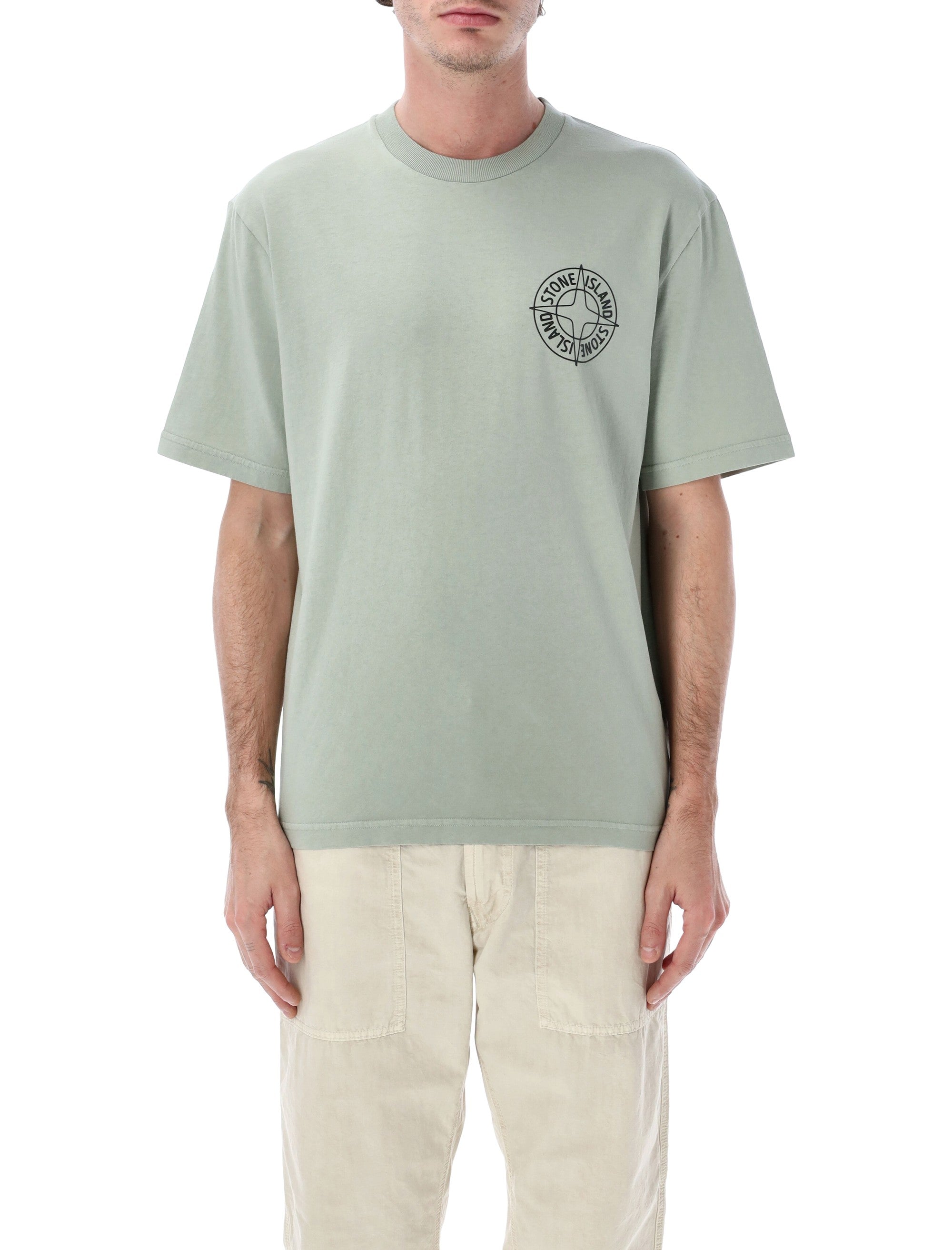 Stone Island Outline Compass cotton t-shirt Sage Tshirt