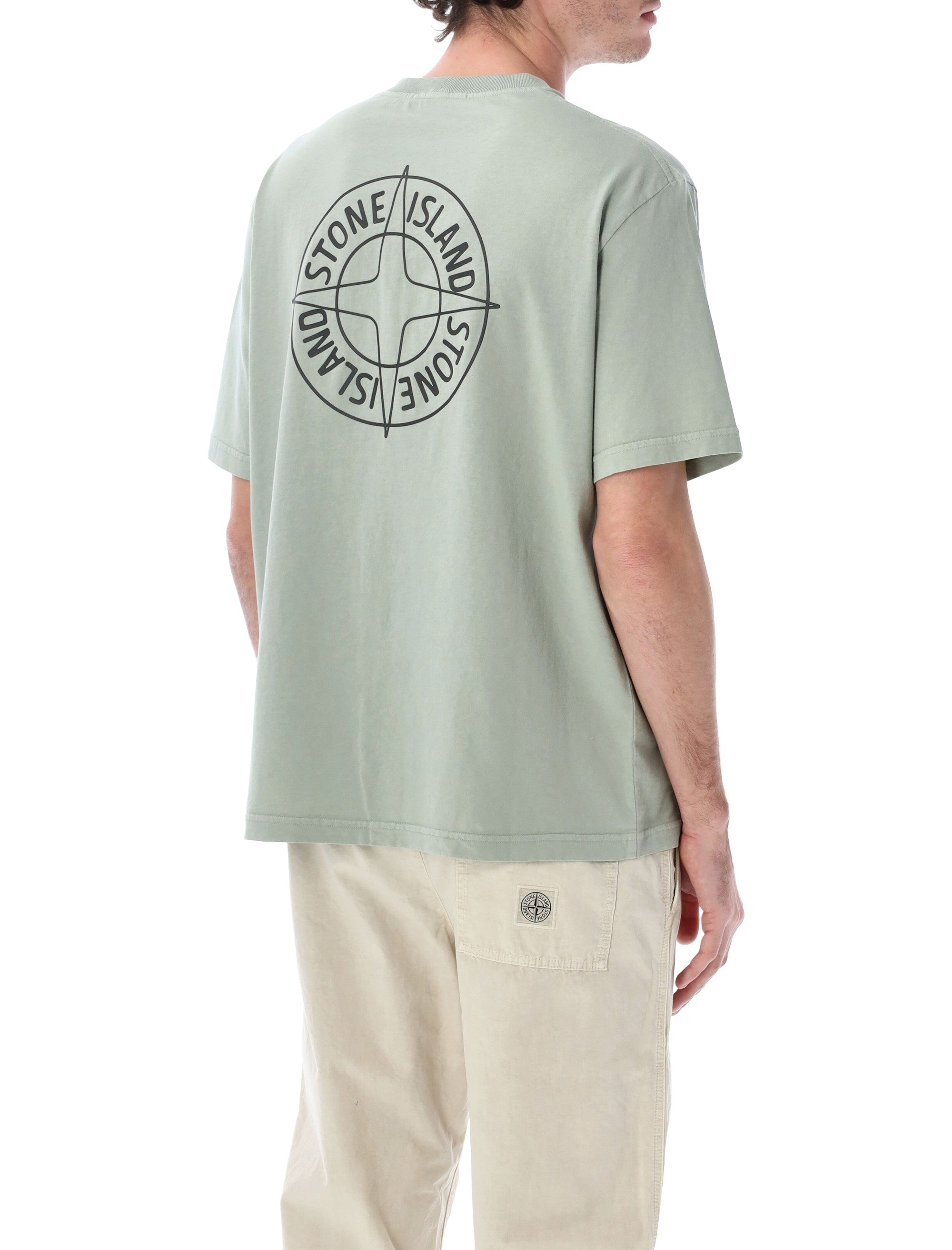 Stone Island Outline Compass cotton t-shirt Sage Tshirt