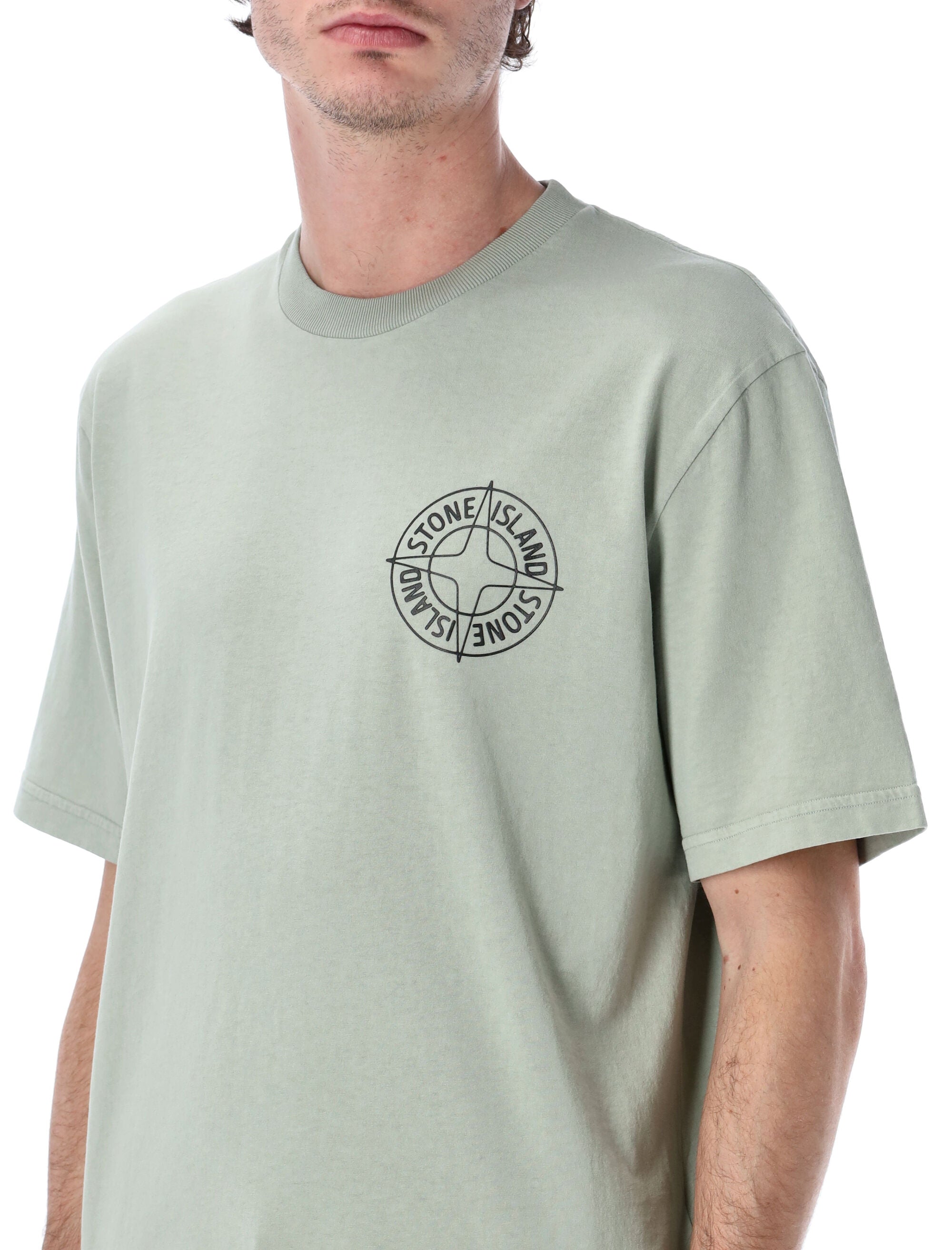 Stone Island Outline Compass cotton t-shirt Sage Tshirt