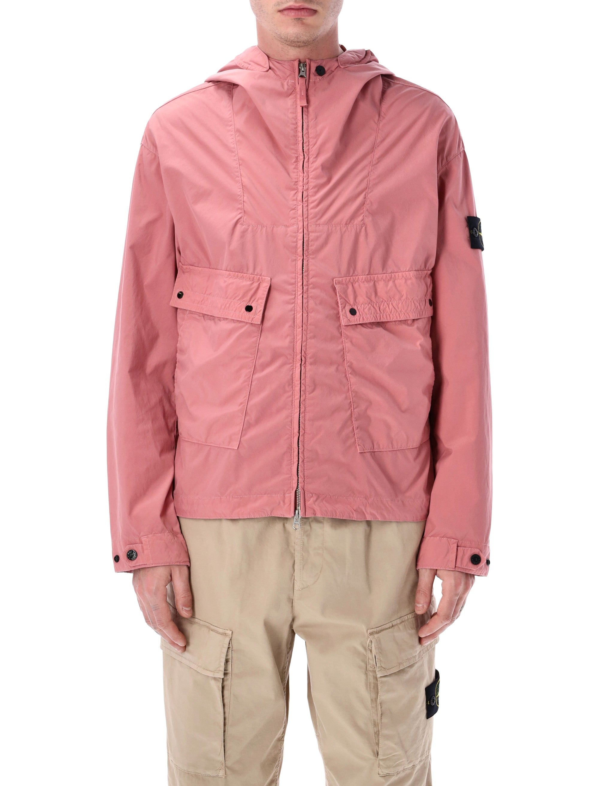 Stone Island water-repellent hooded jacket Oleander Polyester