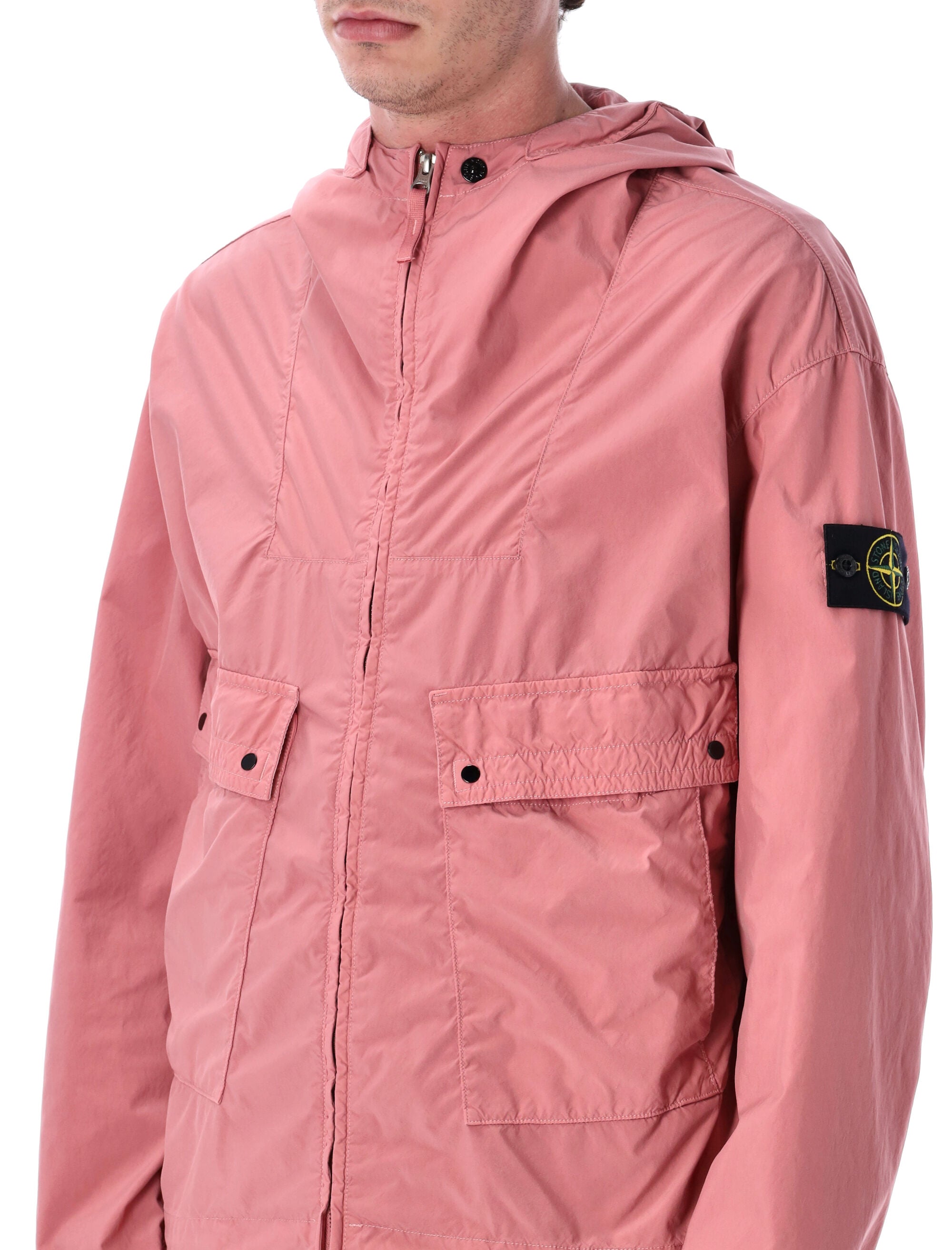 Stone Island water-repellent hooded jacket Oleander Polyester