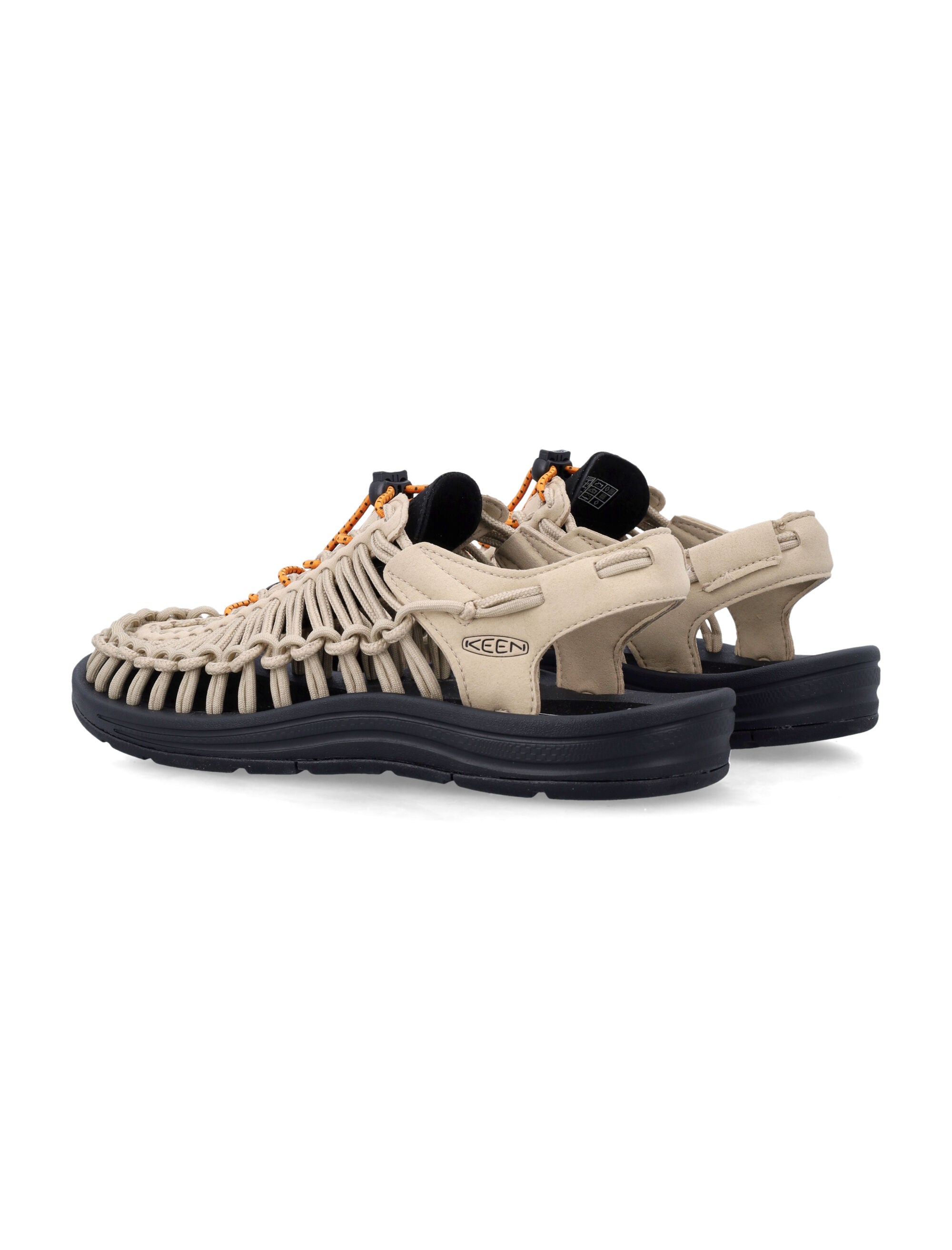 Keen Uneek Two-Cord Sandals - Safari And Orange Upper Recycled Fabric Sole
