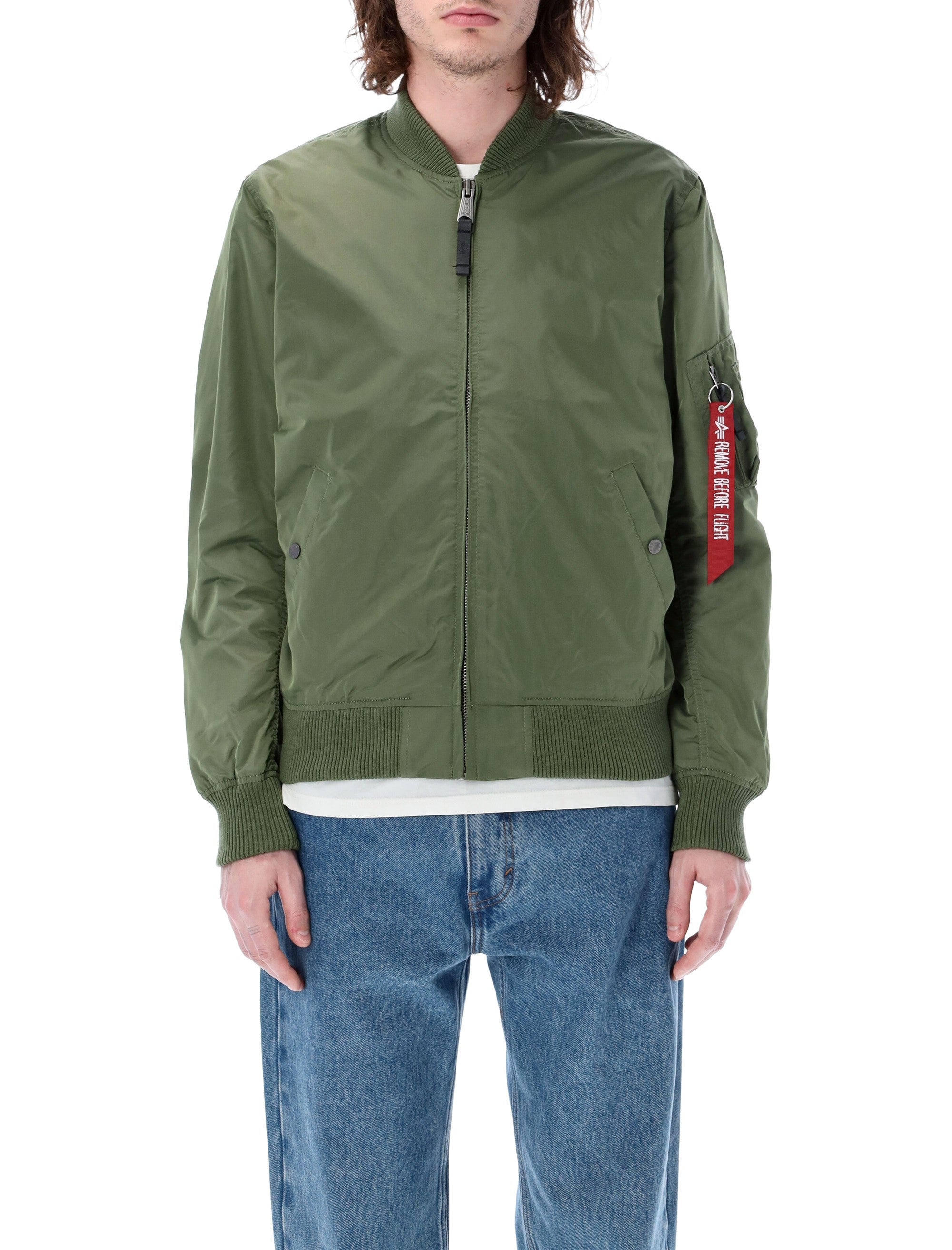 Alpha Industries MA-1 TT nylon bomber jacket Sage Green Lining