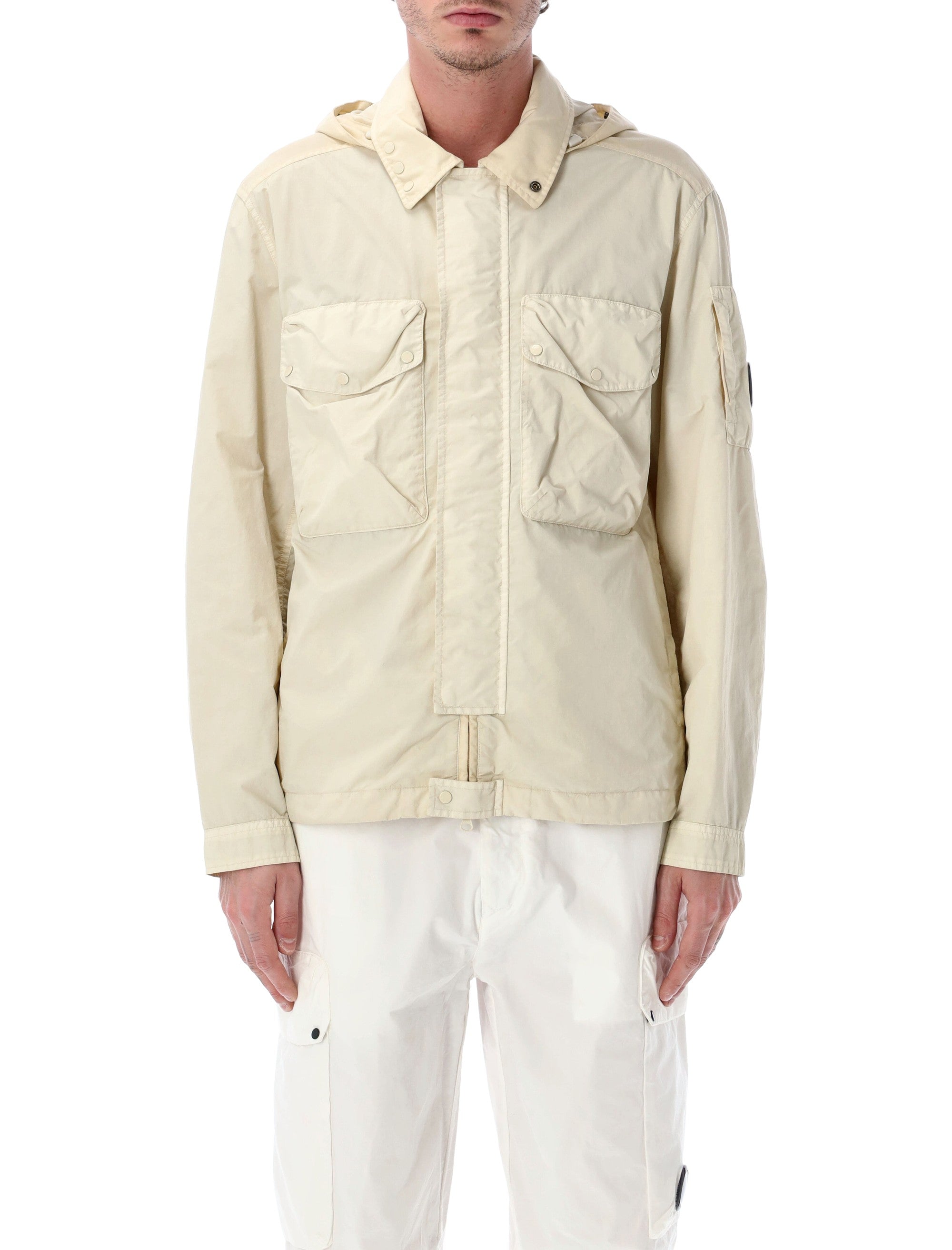 C.p. Company Nylon Goggle Overshirt Frozen Ecru Polyamide Jacket