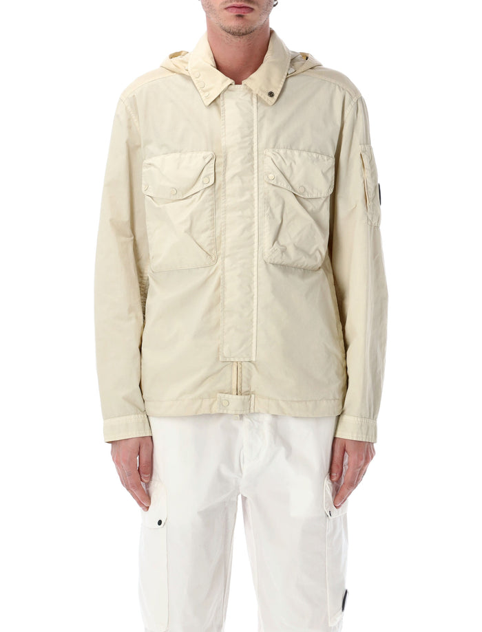 C.p. Company Nylon Goggle Overshirt Frozen Ecru Polyamide Jacket