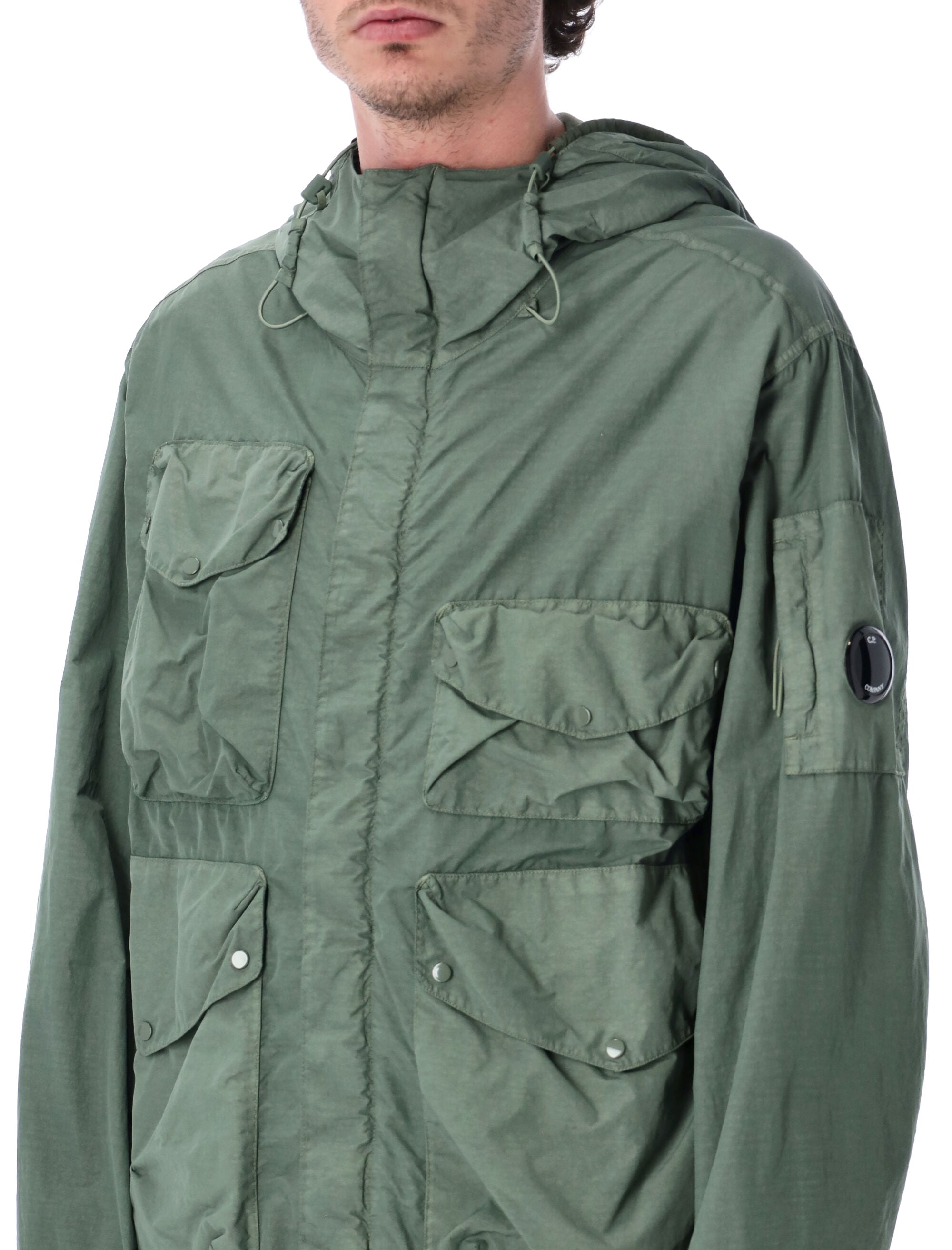 C.p. Company Flatt Nylon Goggle Jacket Olive Laurel Wrea Polyamide
