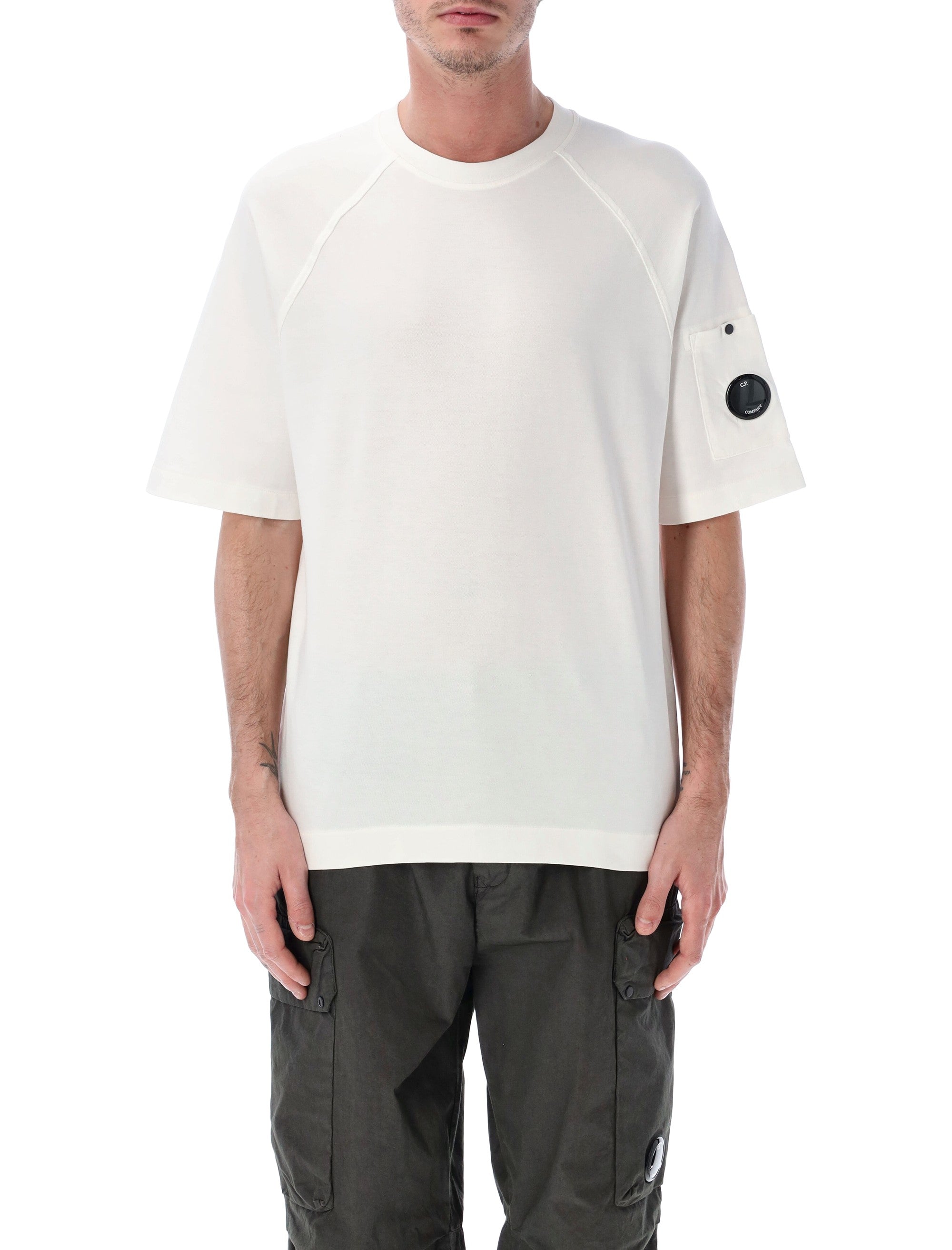 C.P. Company light fleece short sleeve sweatshirt Gauze White Cotton
