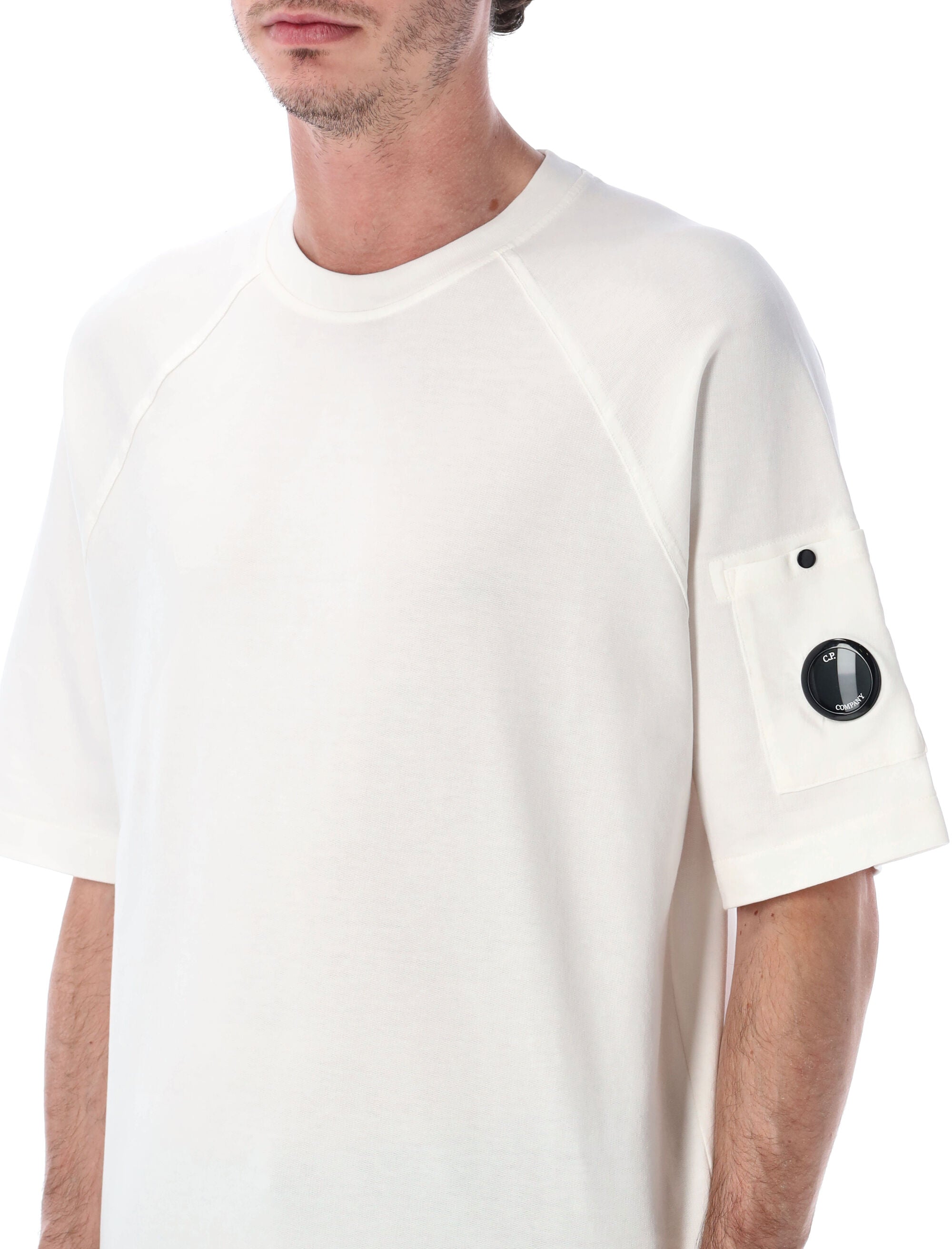 C.P. Company light fleece short sleeve sweatshirt Gauze White Cotton