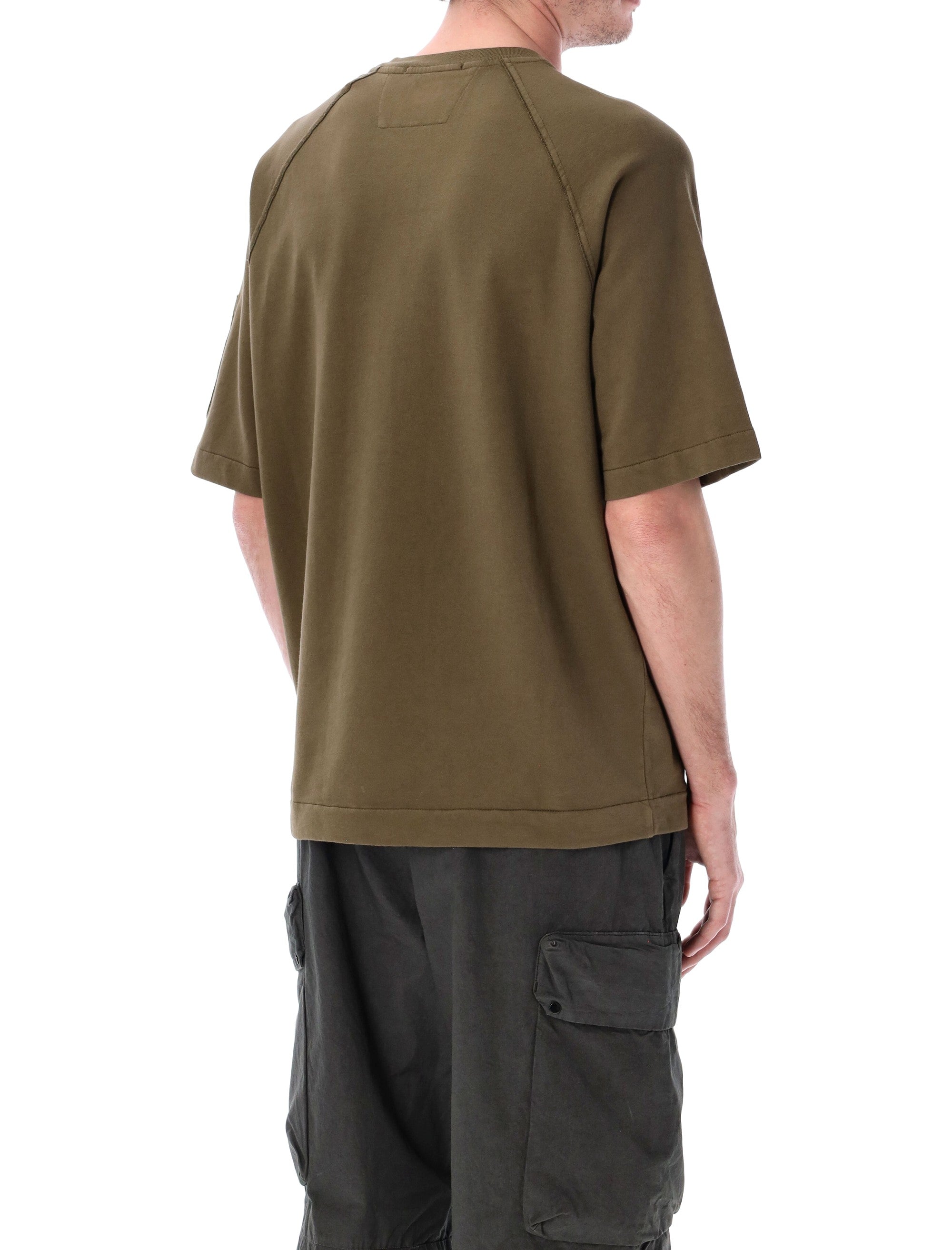 C.P. Company light fleece short sleeve sweatshirt Olive Cotton