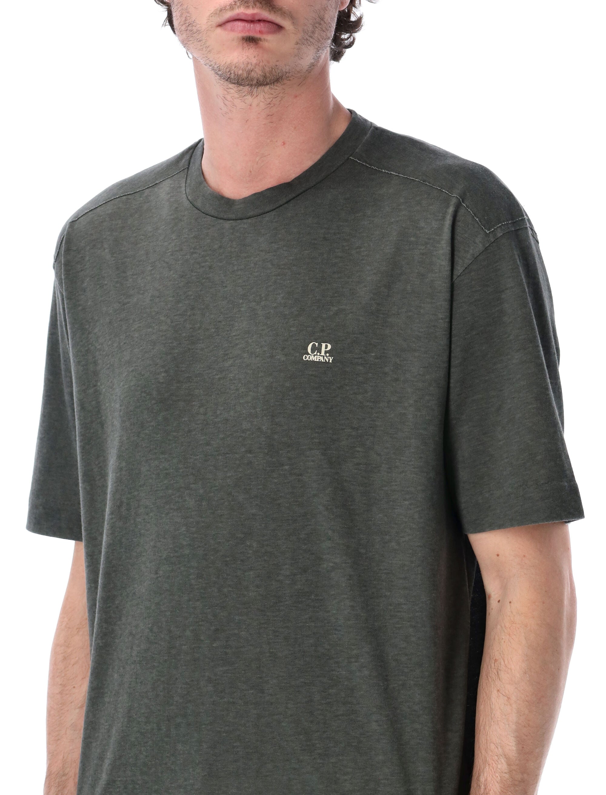 C.p. Company 20-1 Jersey Plated Logo T-Shirt Grey Mel Gunmetal Cotton