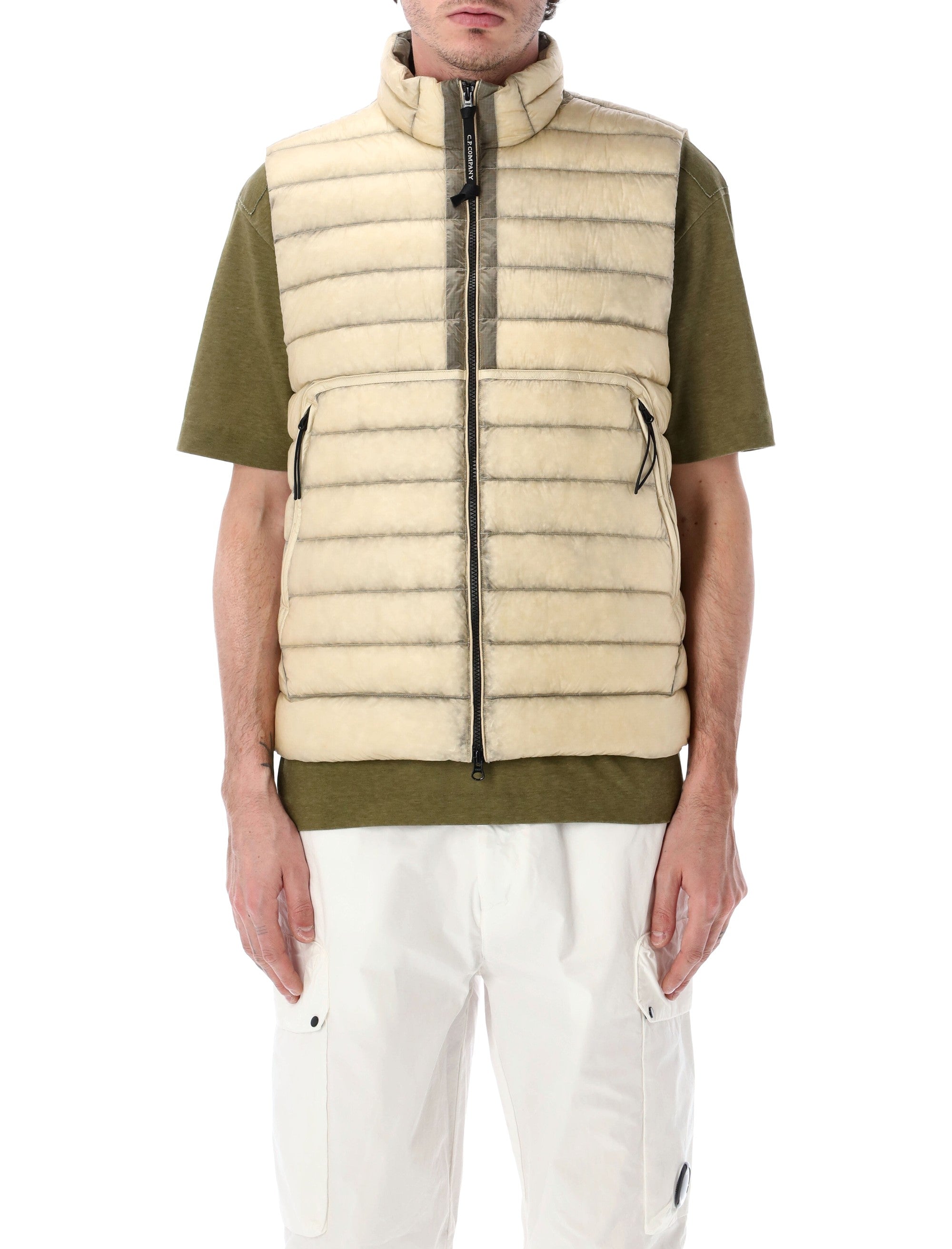 C.p. Company D.d. Shell Down Lens Gilet Frozen Ecru Polyamide Padding Jacket