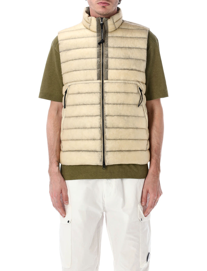C.p. Company D.d. Shell Down Lens Gilet Frozen Ecru Polyamide Padding Jacket