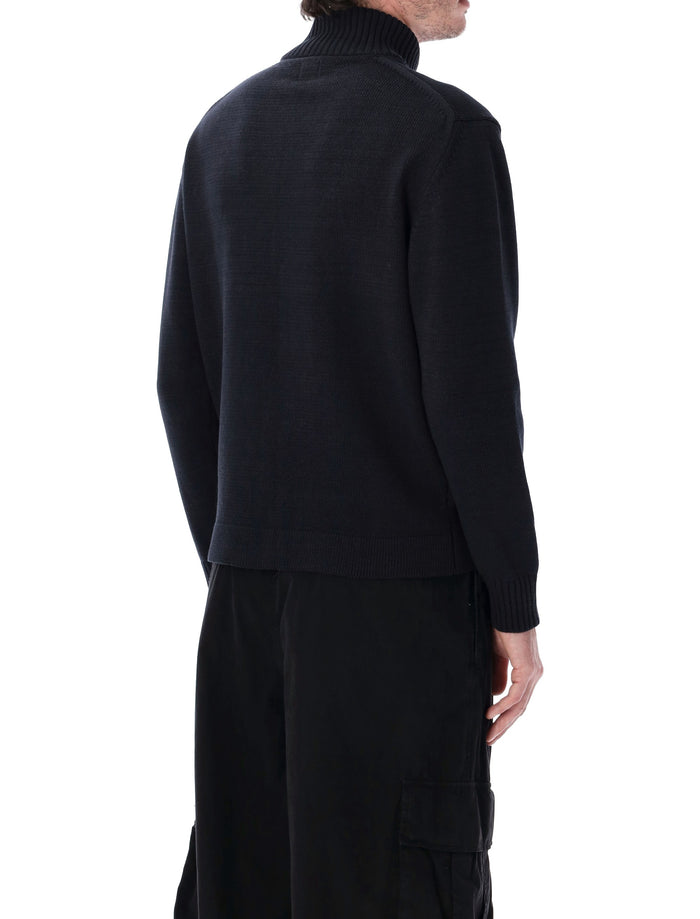 C.p. Company Compact Cotton Zip Cardigan Navy Sweater