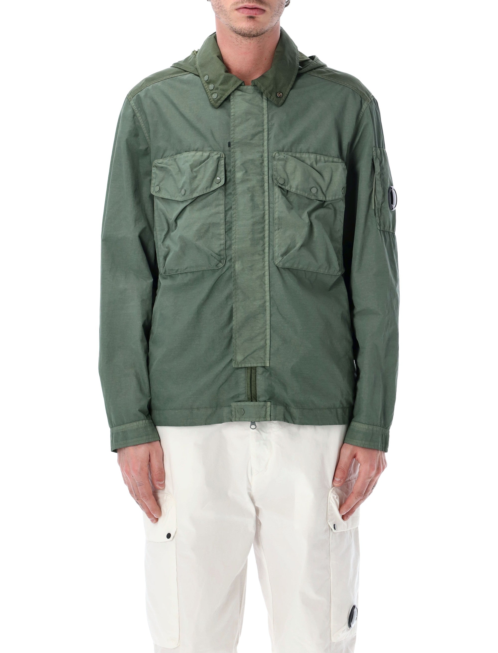 C.p. Company Nylon Goggle Overshirt Olive Laurel Wrea Polyamide Jacket