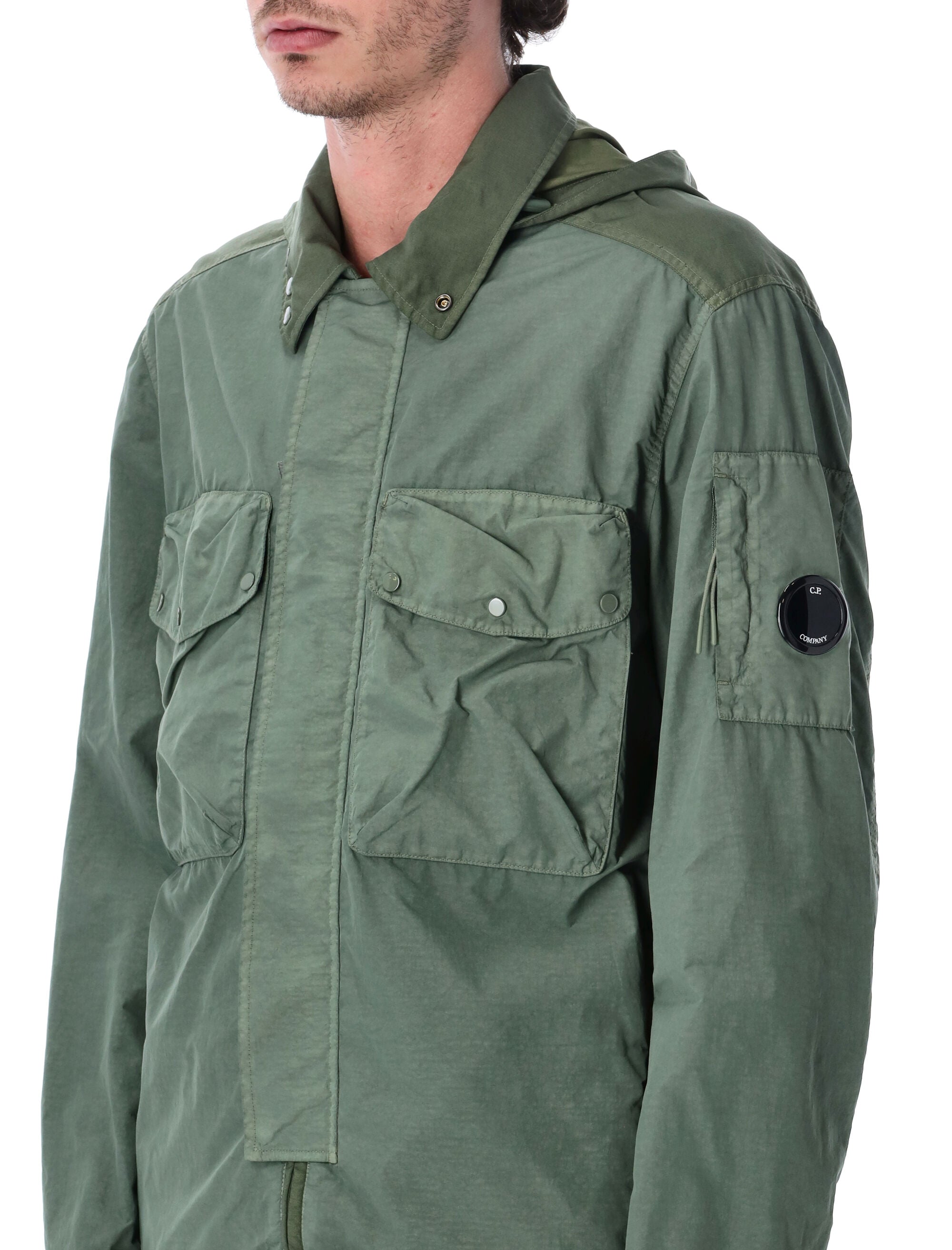 C.p. Company Nylon Goggle Overshirt Olive Laurel Wrea Polyamide Jacket