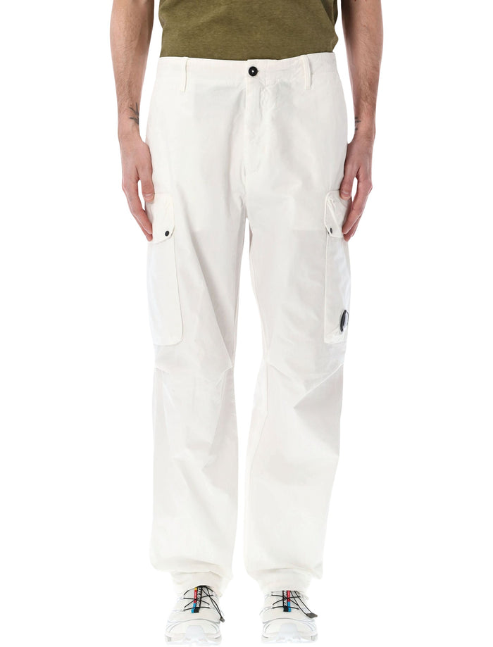 C.p. Company Microreps Fabric Cargo Pants White Cotton