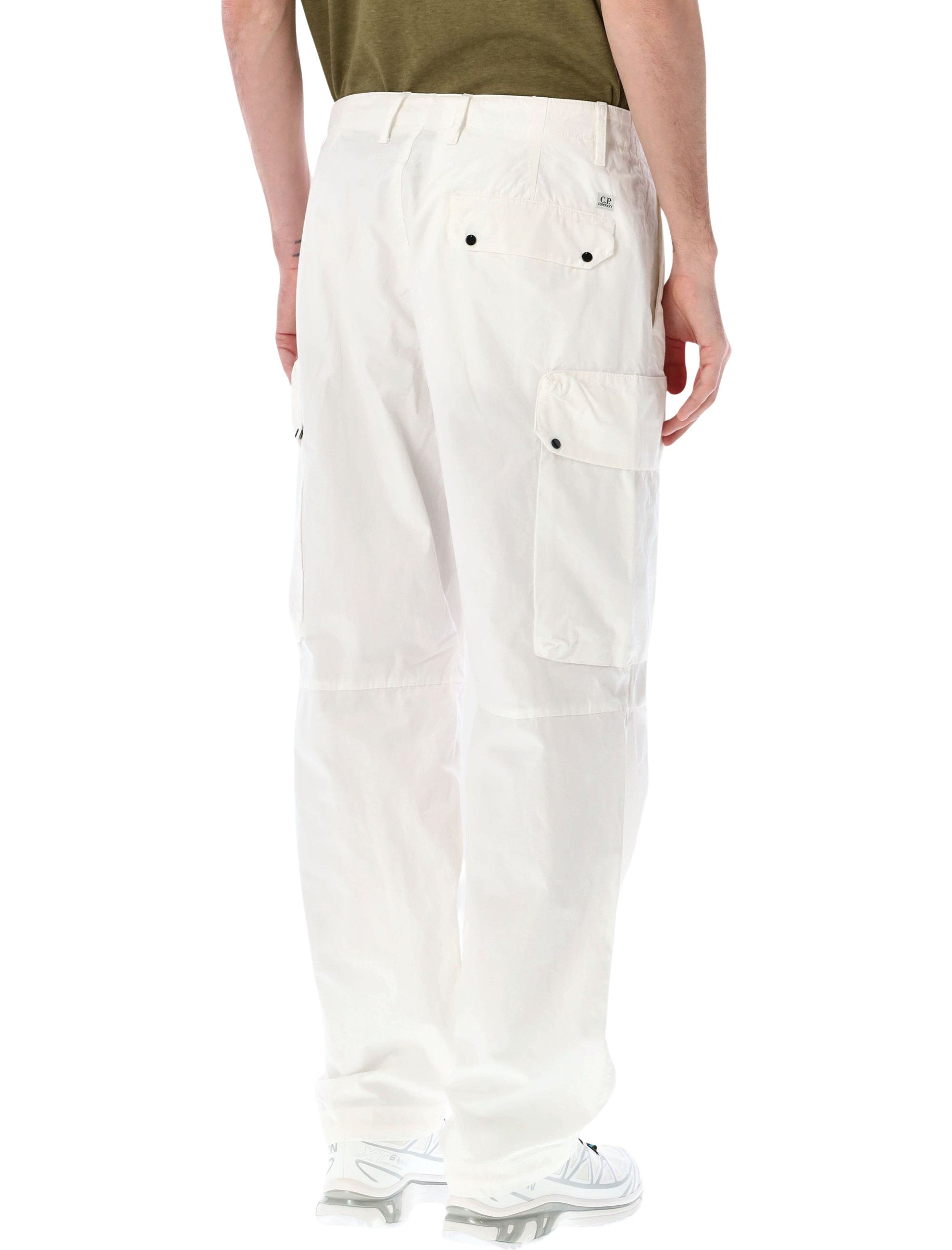 C.p. Company Microreps Fabric Cargo Pants White Cotton