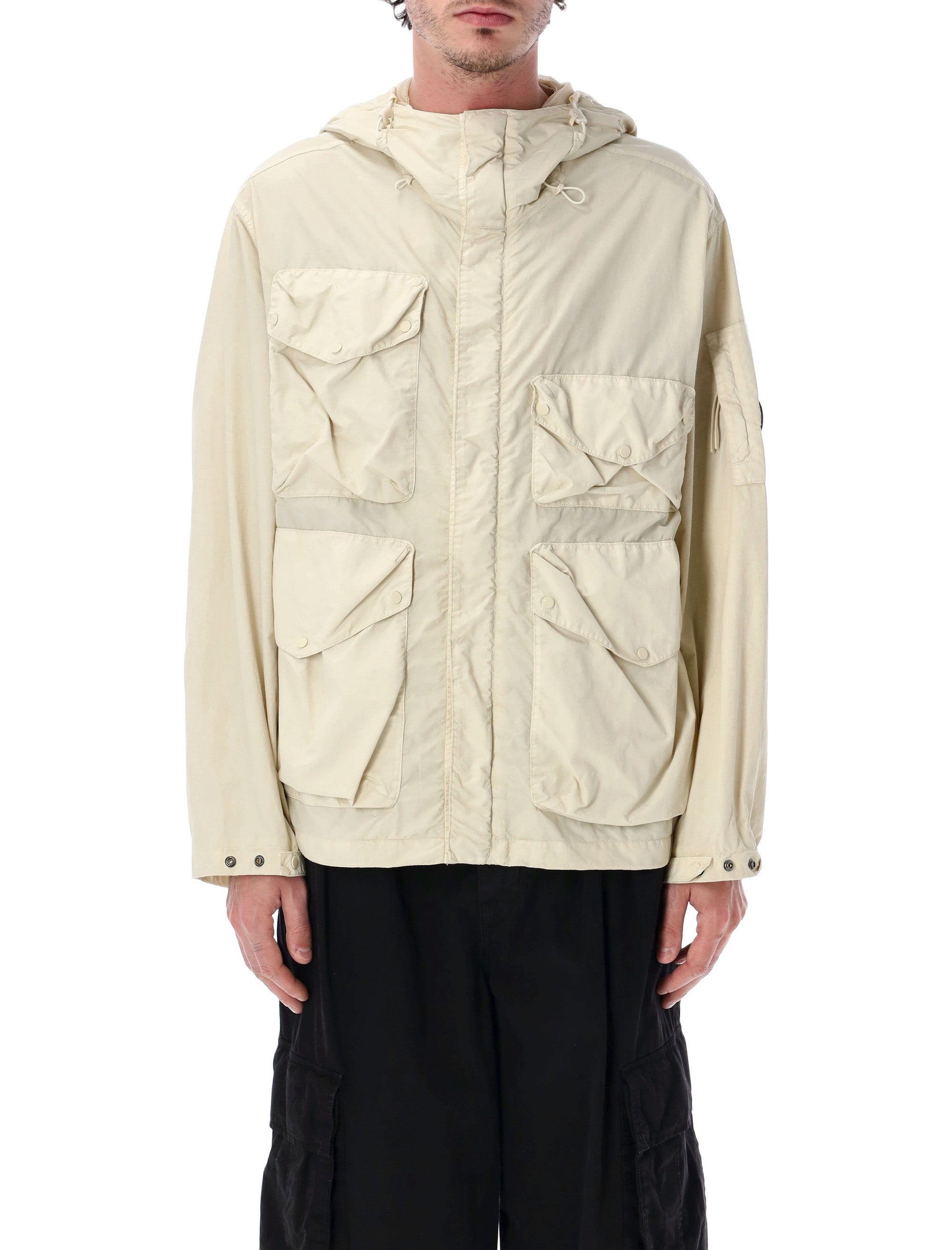 C.p. Company Flatt Nylon Goggle Jacket Frozen Ecru Polyamide