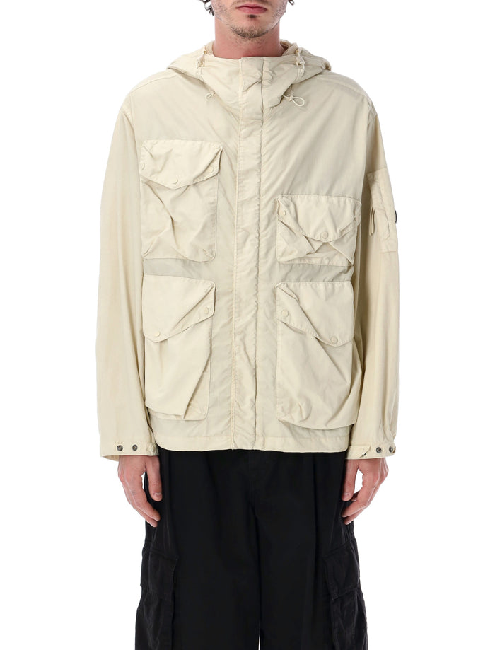 C.p. Company Flatt Nylon Goggle Jacket Frozen Ecru Polyamide