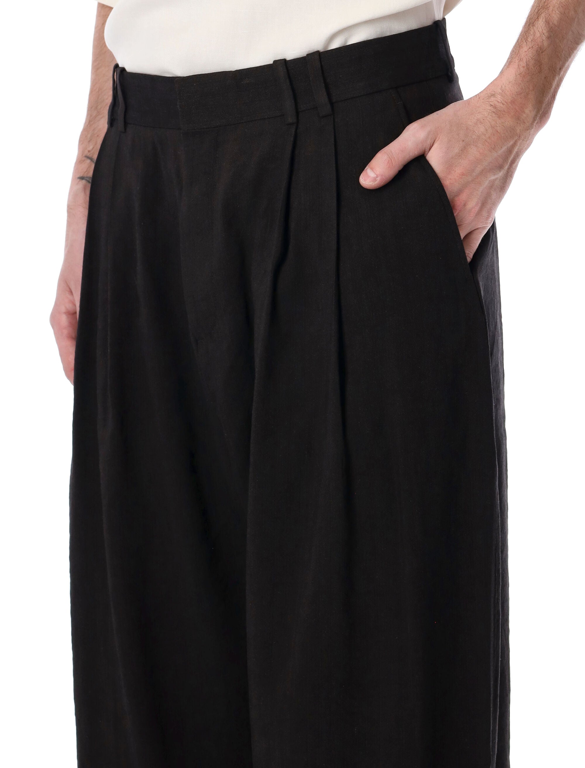 Studio Nicholson Line Linen-Viscose Pants Espresso