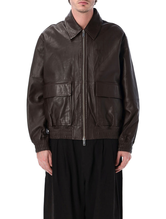 Studio Nicholson Piston Lamb Leather Jacket Brown Lining