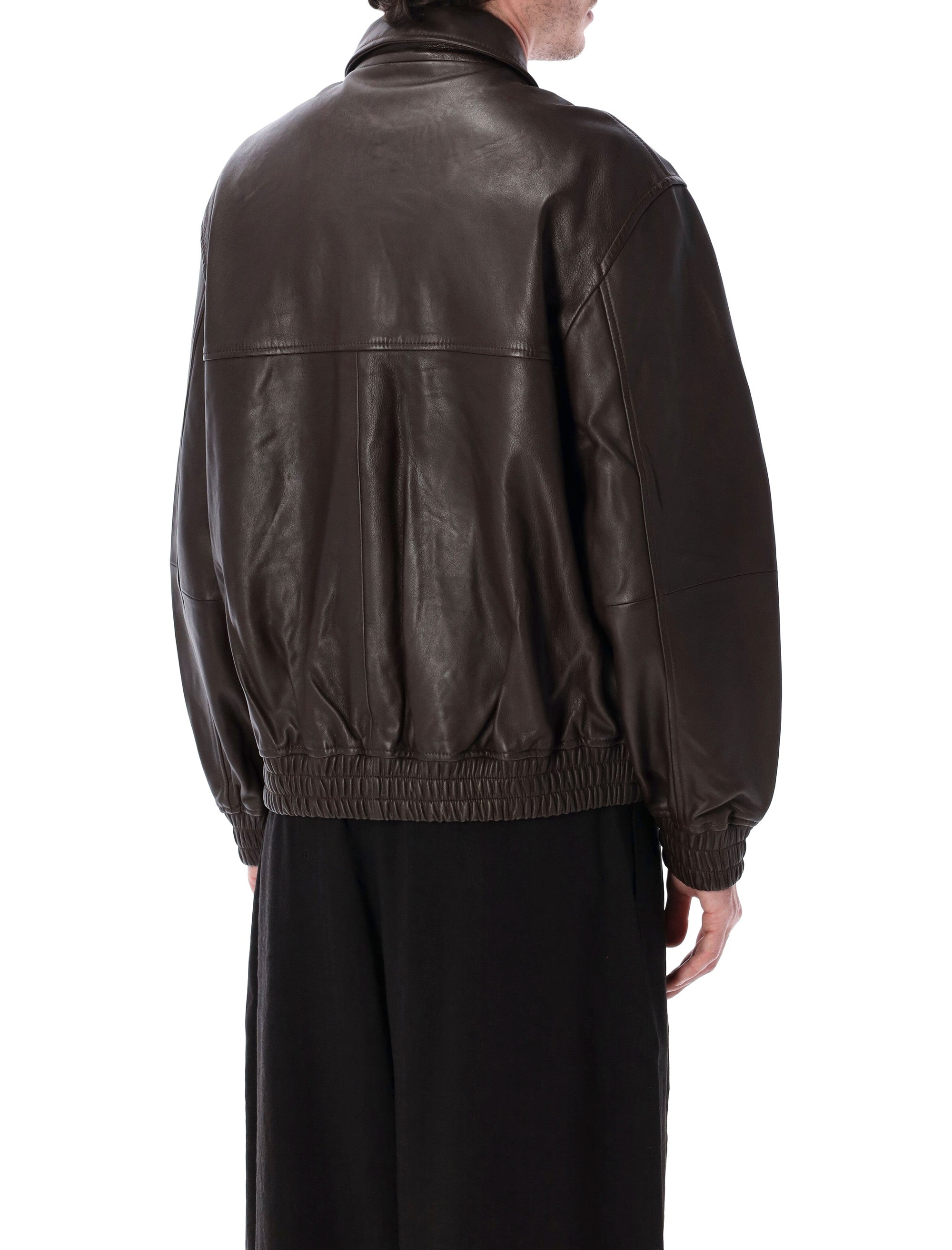 Studio Nicholson Piston Lamb Leather Jacket Brown Lining