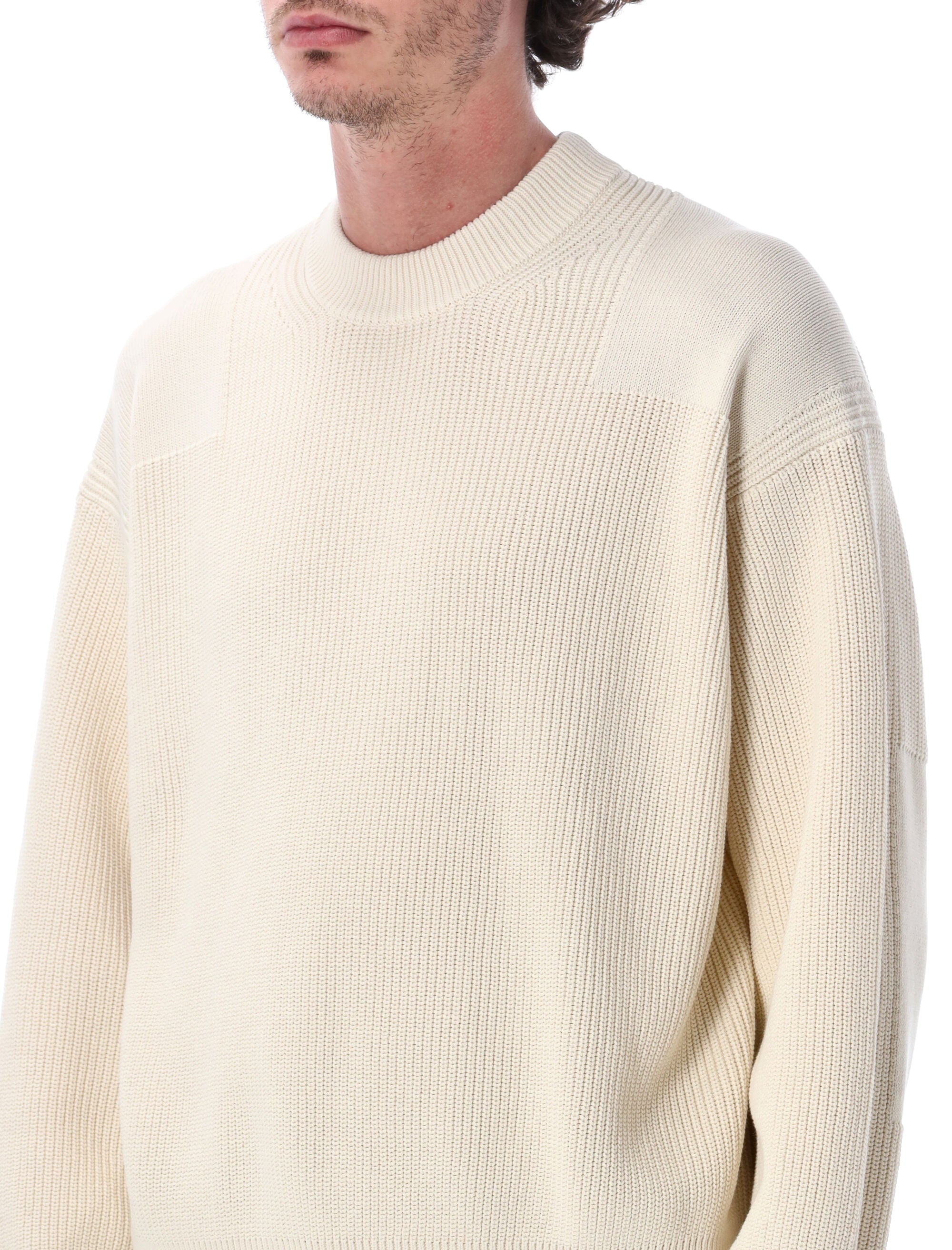 Studio Nicholson Combo Knit Sweater Parchment Cotton