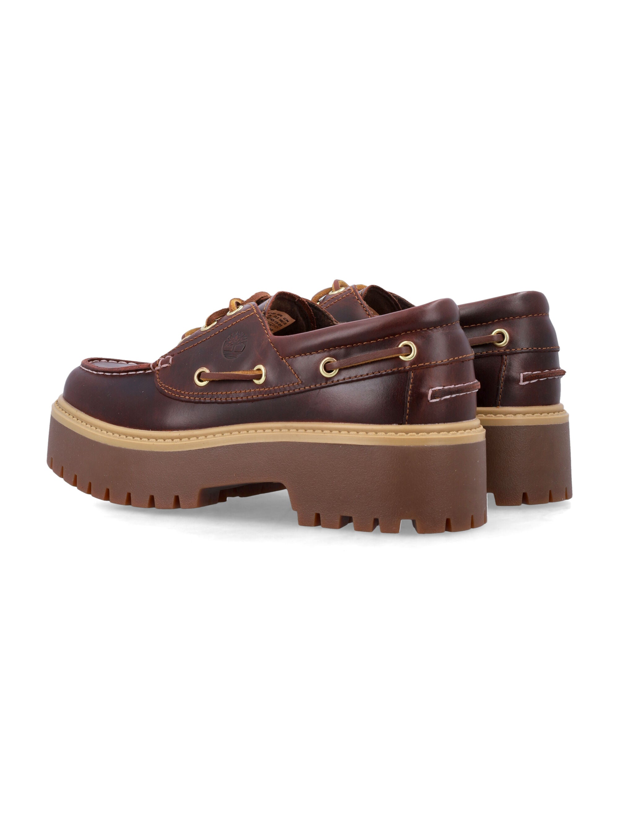 Timberland Stone Street womens dark brown platform boat shoe Leather Sole Loafers