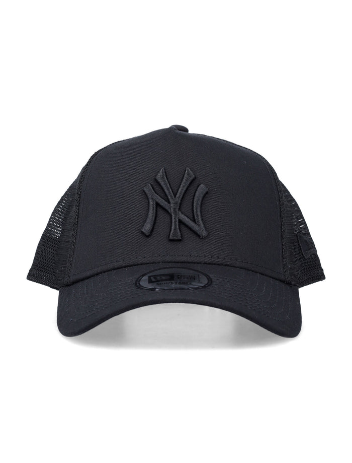 New Era Black Clean A-Frame Trucker Yankees Cap Crown Visor & Button Hat