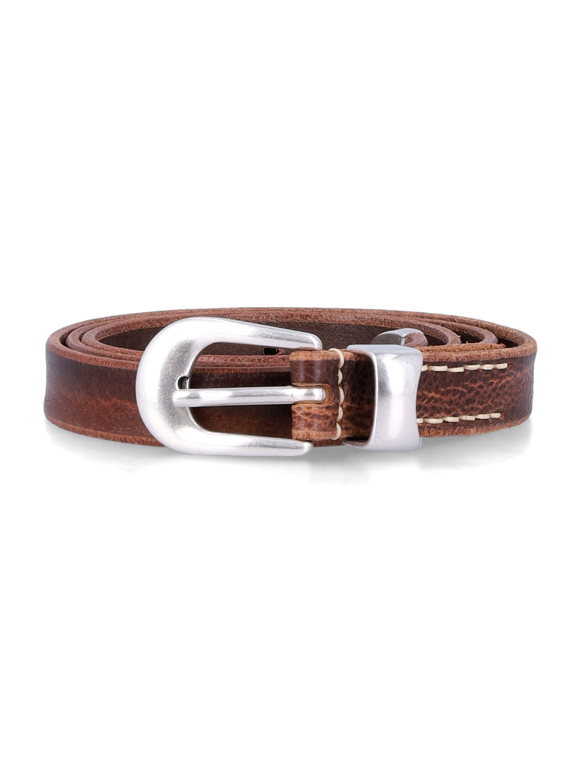 Our Legacy Brown Leather Belt With Metal Buckle Cow