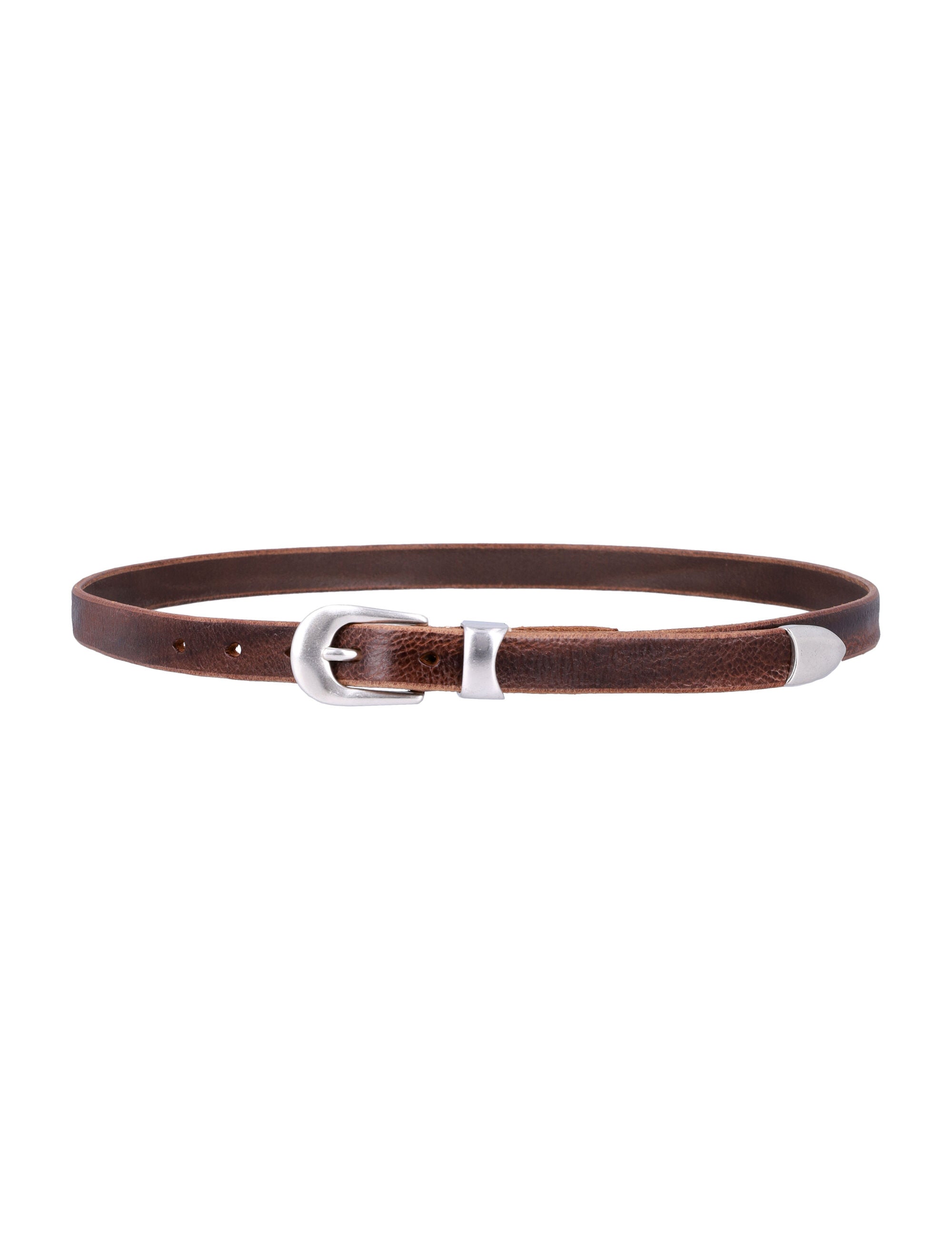 Our Legacy Brown Leather Belt With Metal Buckle Cow