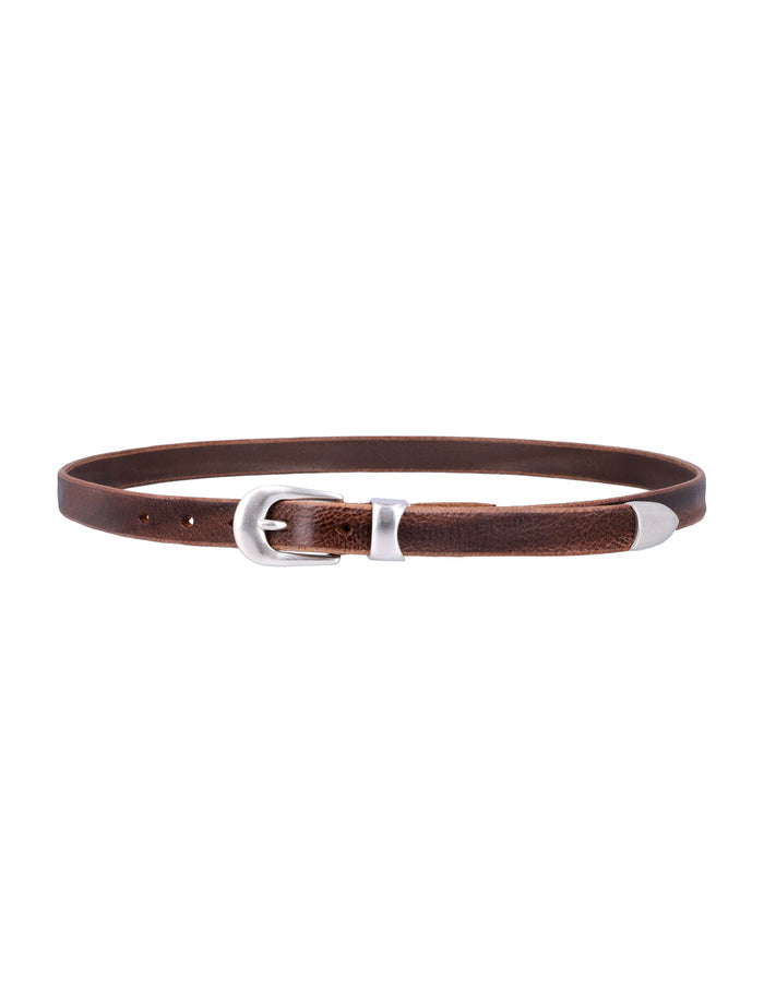 Our Legacy Brown Leather Belt With Metal Buckle Cow