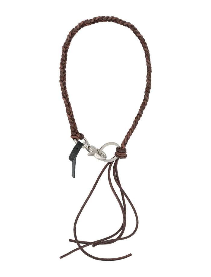 Our Legacy Brown Braided Ladon Necklace Cow Leather