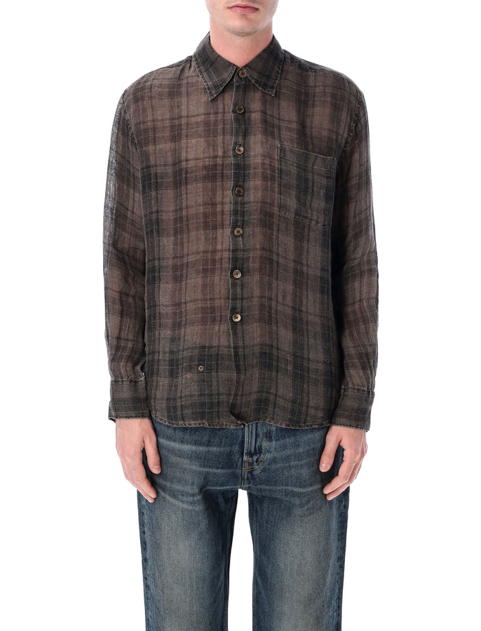 Our Legacy check linen Above shirt Grey