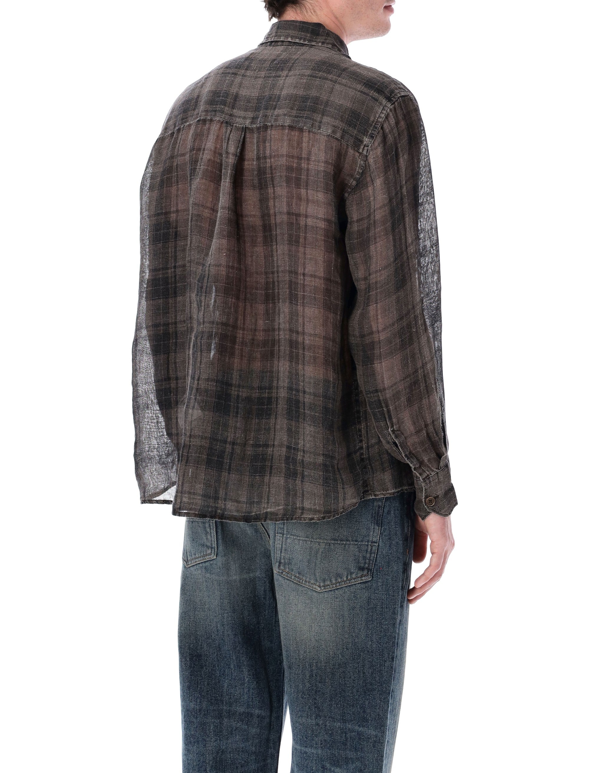Our Legacy check linen Above shirt Grey
