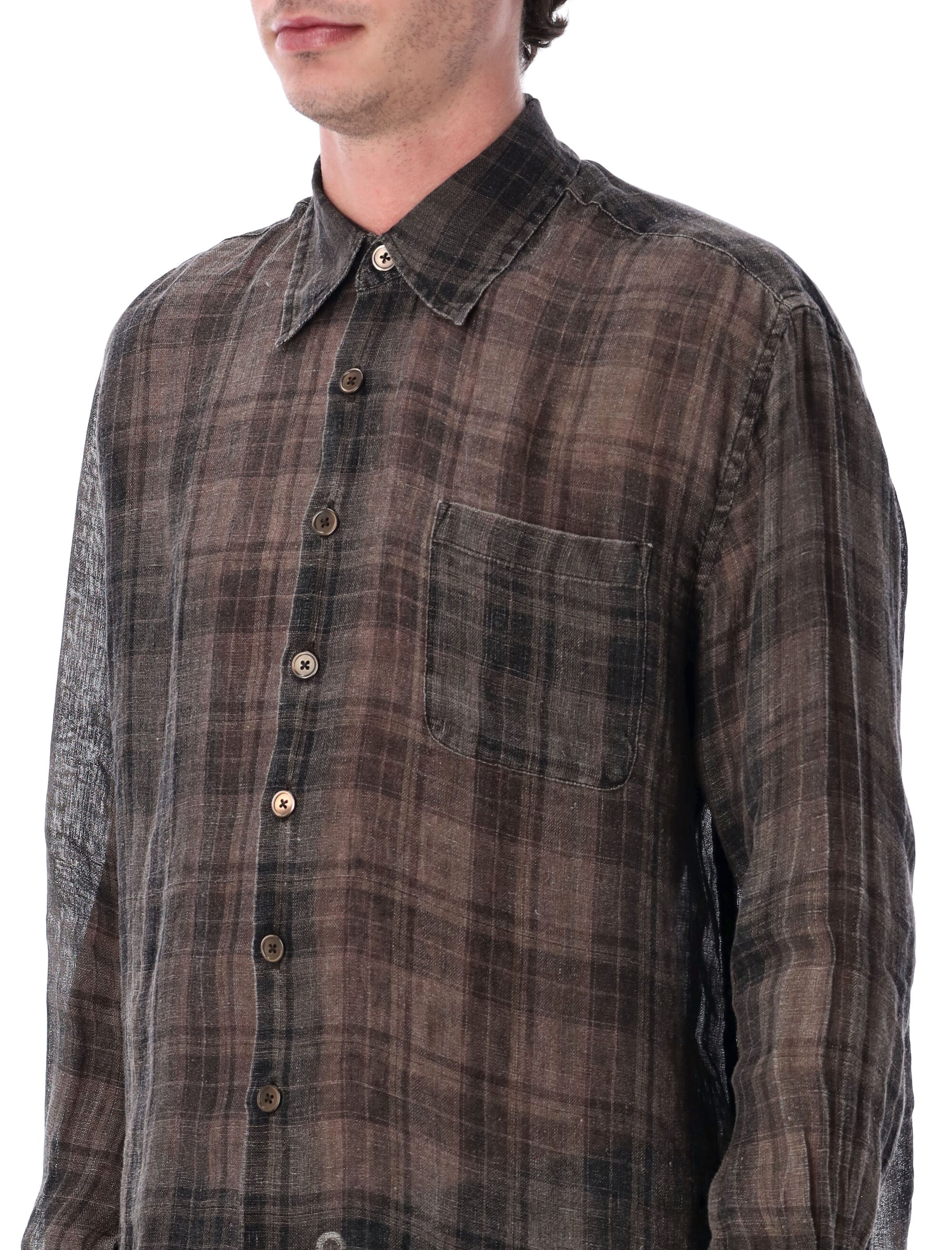 Our Legacy check linen Above shirt Grey