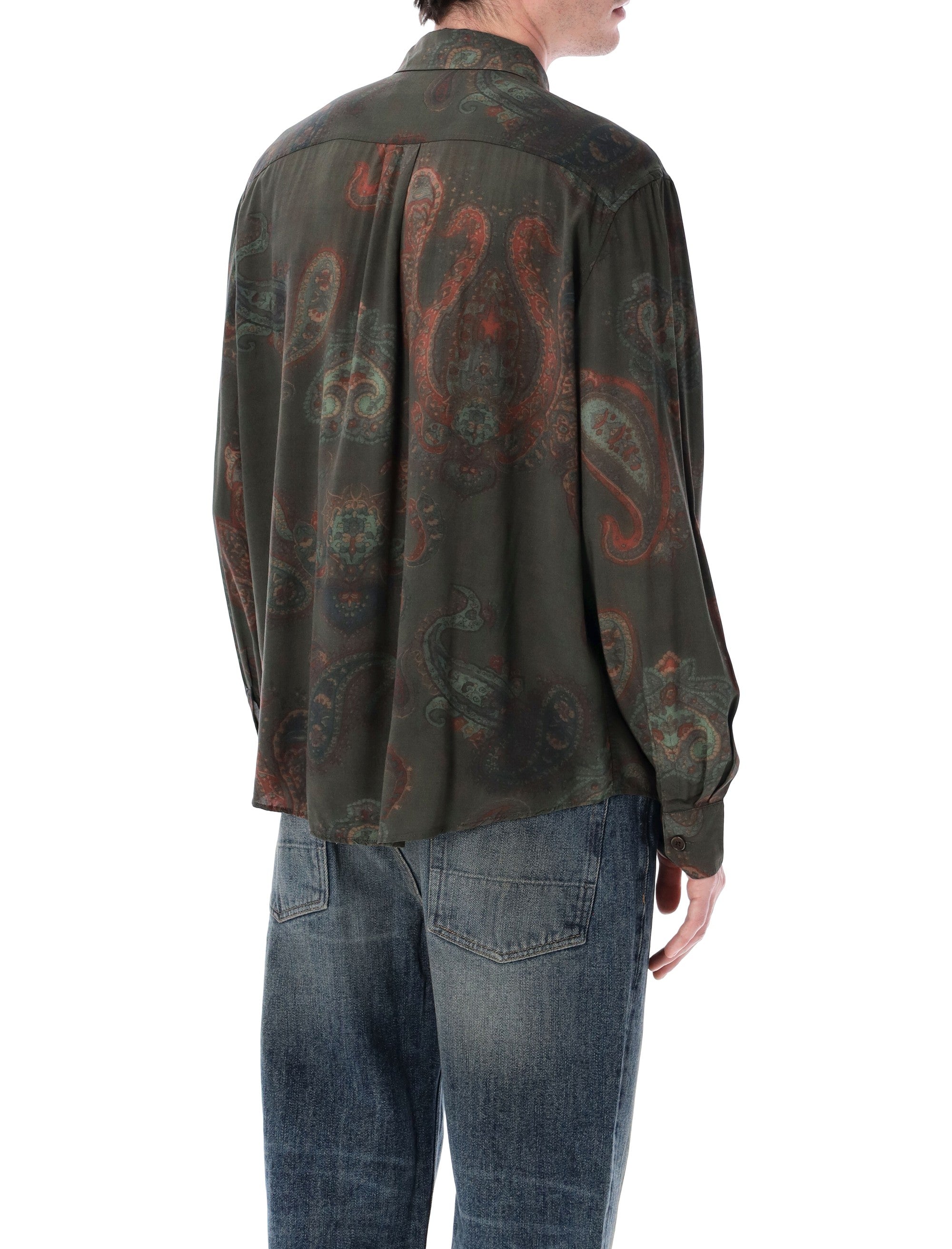 Our Legacy Beyond Shirt Forgotten Paisley Dark Green Rayon